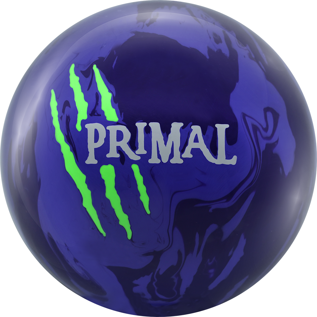 Motiv Primal Shock Solid Bowling Ball - Purple Reactive Coverstock for Heavy Oil Lanes | Perfect for League Play & Tournament Performance