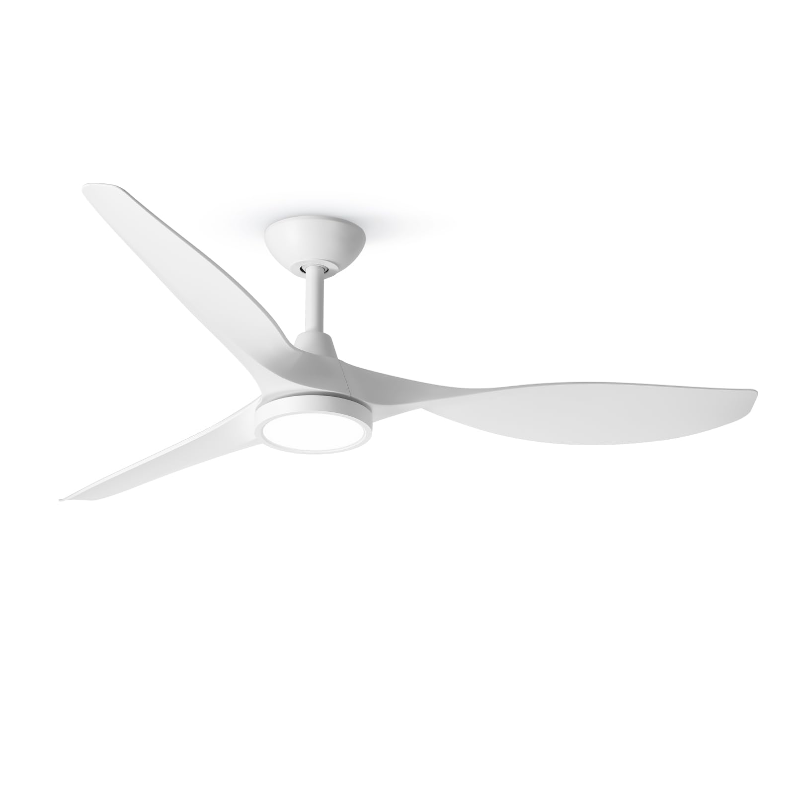 52 Inch Modern Ceiling Fan with Lights - Large Airflow Quiet Reversible DC Motor, 3 Color Temperature LED Light (White) - Perfect for Living Room, Bedroom, and Office Spaces