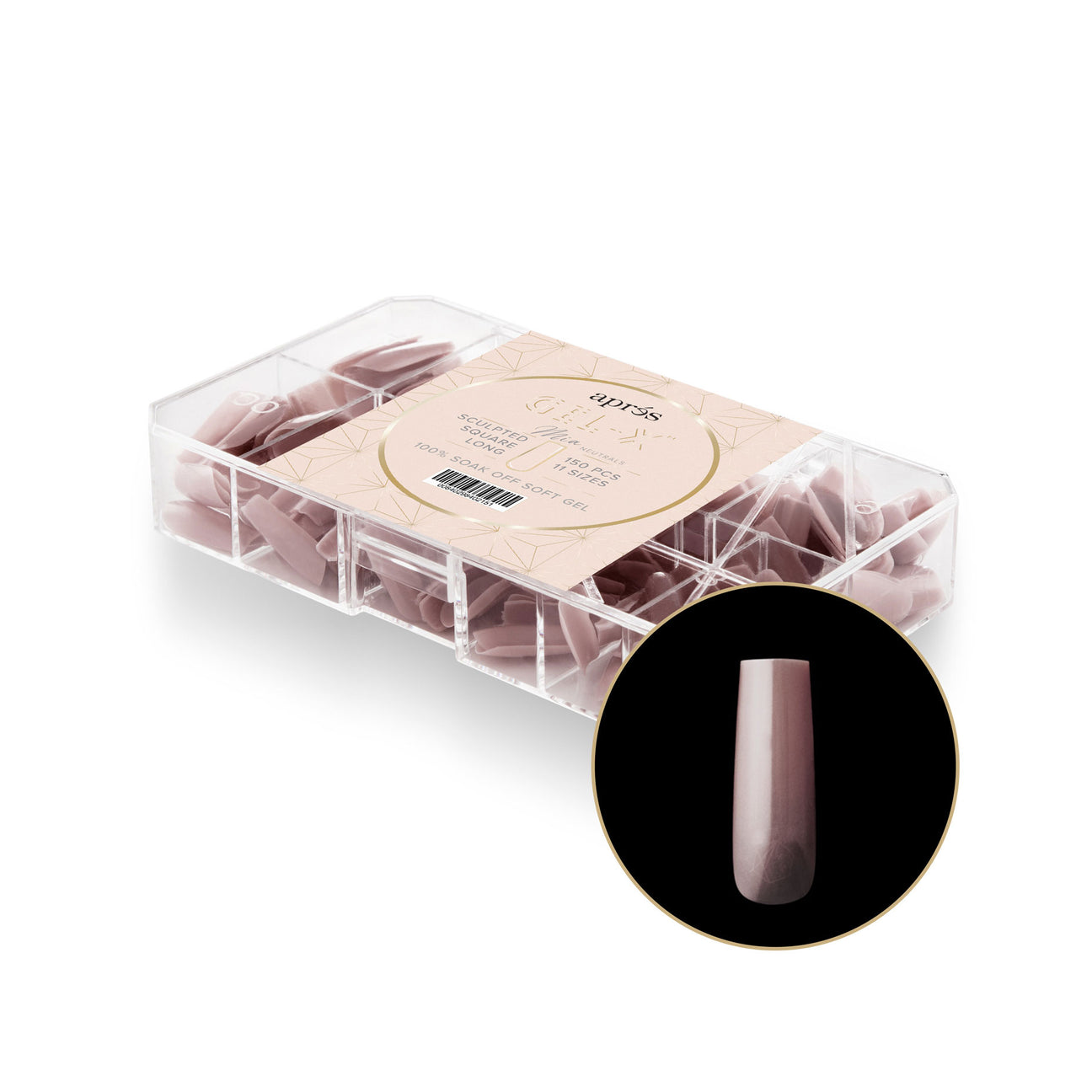 Apres Gel X Tips - Mia Sculpted Square Long Nail Extensions (150 Pcs) - Perfect for Salon, DIY Manicures & Special Occasions