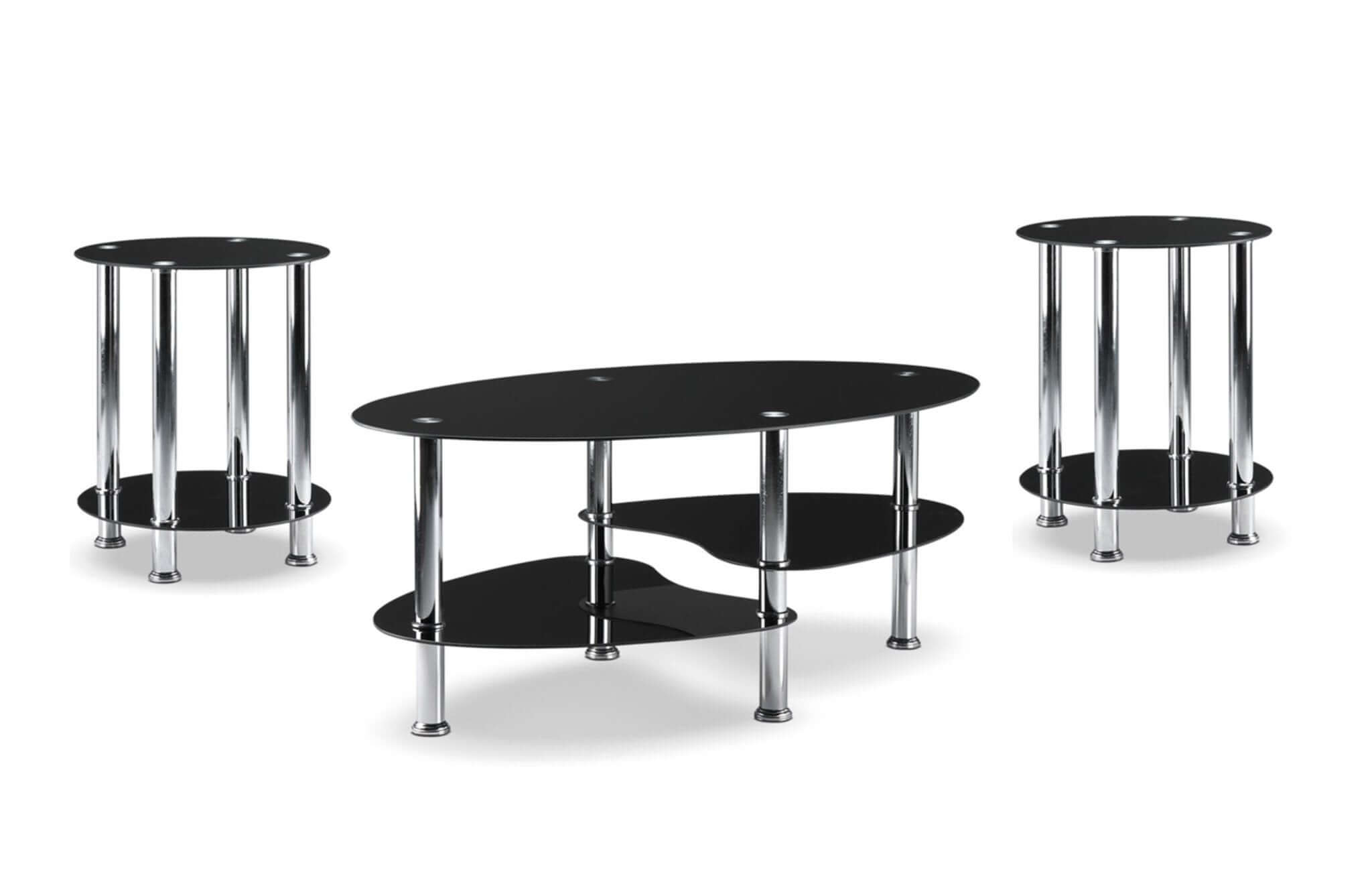 3-Piece Black Tempered Glass Shelf Set with Lower Storage - Perfect for Kitchen, Bathroom & Office Organization