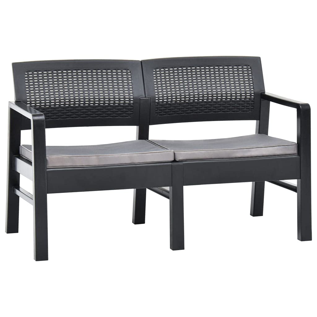 Esenlong 2-Seater Outdoor Garden Bench with Cushions - Durable Plastic Patio Furniture for 2, Portable Anthracite Leisure Chair (47.2