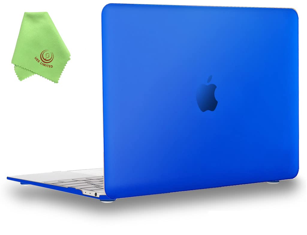 UESWILL Matte Hard Shell Case Cover for MacBook 12 inch Retina Display (Model A1534) - Smooth Soft Touch Protection + Microfibre Cleaning Cloth, Royal Blue | Perfect for Work, Travel & Daily Use