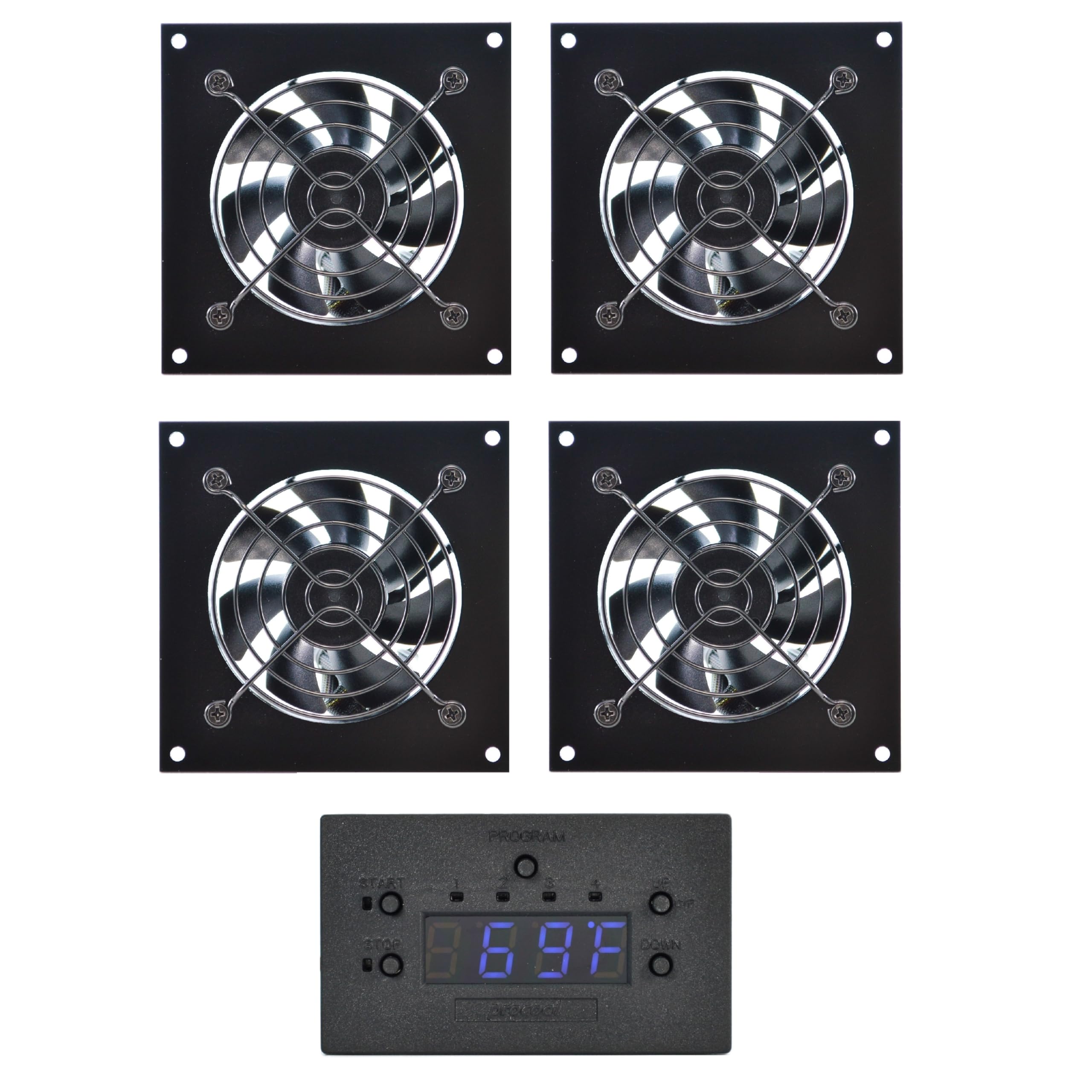 PROCOOL AVX-480T Silent AV Cabinet Cooling Fan System - Temperature Controlled Auto Speed Control with Mounts | Perfect for Server Racks, Home Theater & AV Equipment Cooling