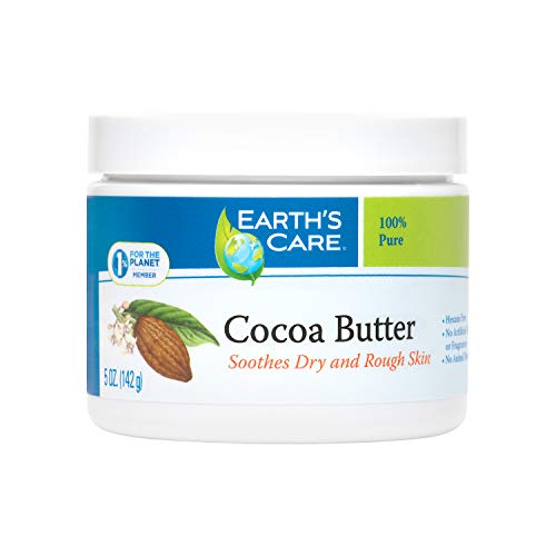 Pure Raw Natural Cocoa Butter 5oz by Earth's Care - Organic Moisturizer for Skin, Hair & DIY Beauty - Perfect for Dry Skin Care, Lip Balms & Homemade Cosmetics