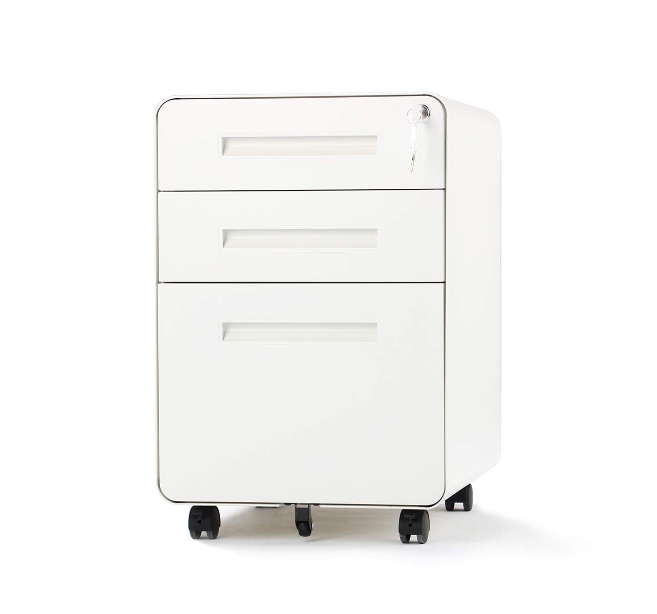2-Drawer Mobile File Cabinet with Lock - Rolling Office Storage Organizer Under Desk, Metal Filing Cabinet with Wheels for Legal, Letter & A4 Size Files (White) - Perfect for Home Office, Classroom & Small Business Organization
