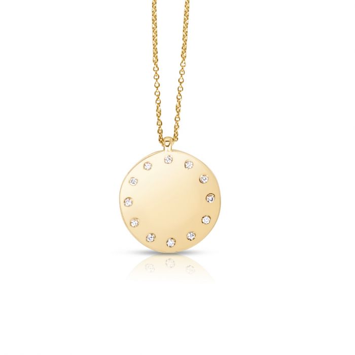 14K Yellow Gold Diamond Pendant Necklace for Women - Elegant Small Diamond Dial Jewelry Gift for Birthday, Anniversary & Valentine's Day