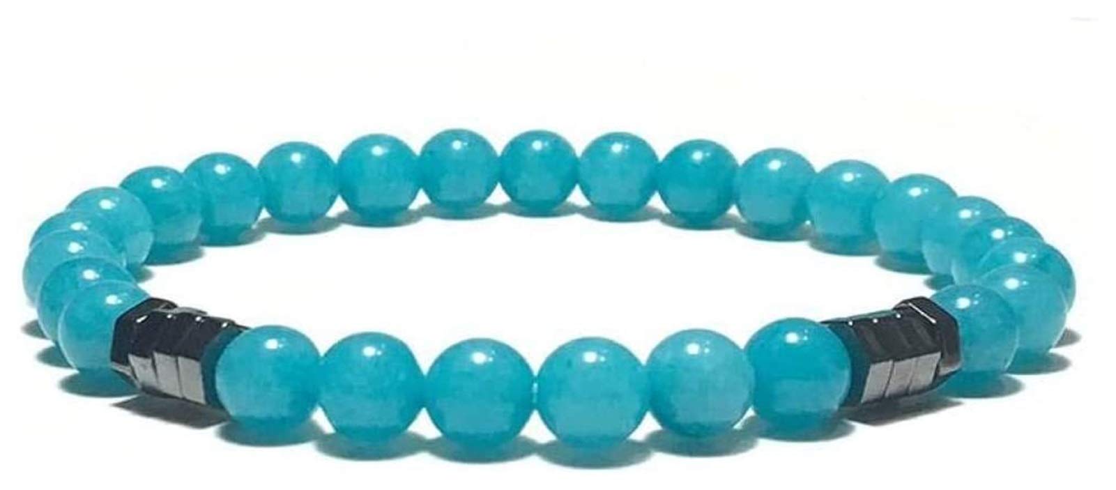 HAOKTSB 7 Chakra Natural Stone Bracelet for Women - Fluorite Beaded Yoga Bangle with Hex Nut Design, Elastic Adjustable Diffuser Bracelet | Meditation, Healing, Spiritual Gift