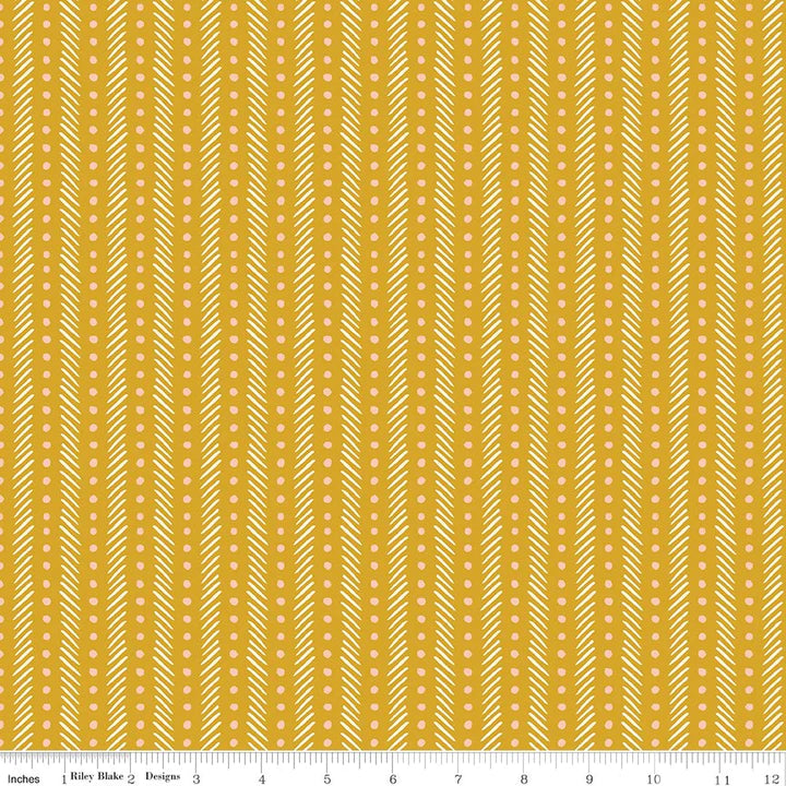 Eden Riley Blake Designs C12927 Stripe Mustard Fabric - Perfect for Quilting, Home Decor & DIY Craft Projects
