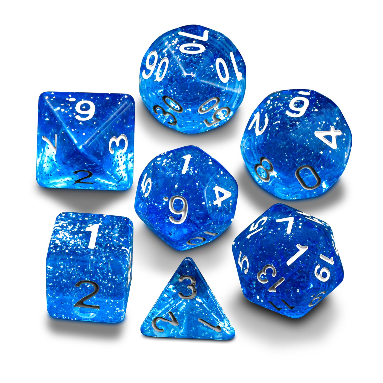 Premium RPG Dice Set for Dungeons & Dragons (D&D) - 10-Sided Polyhedral Dice with D20 in Vibrant Blue - Perfect for Tabletop Games, Role-Playing Adventures & Collectors