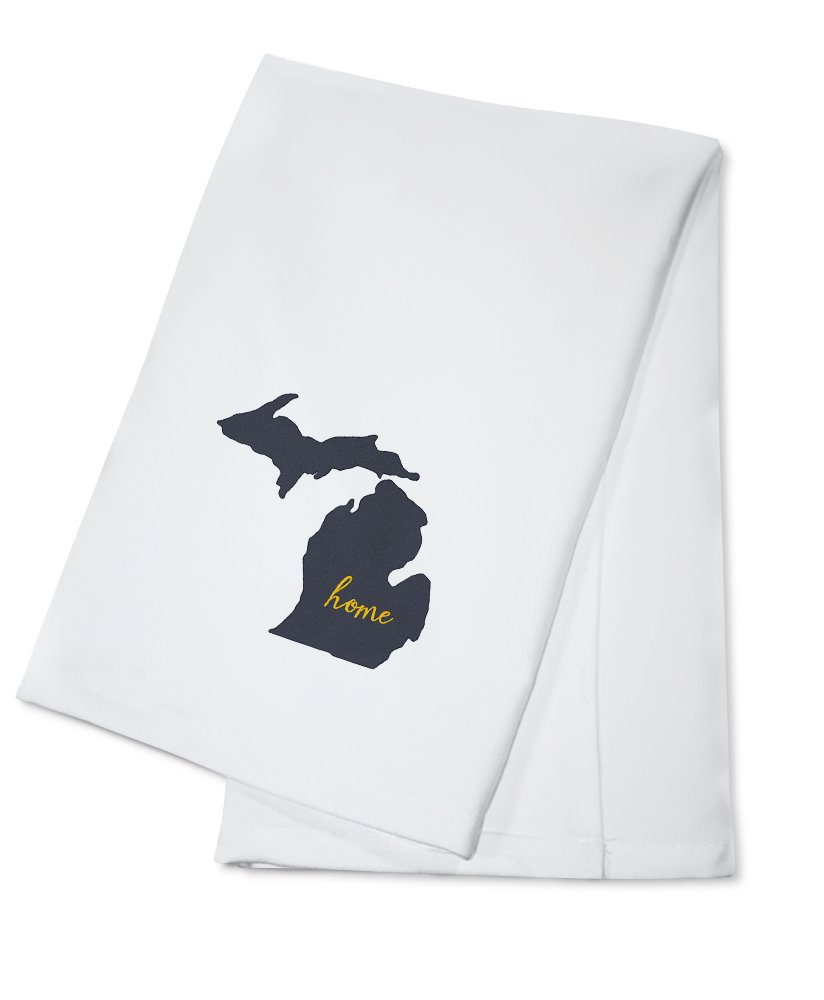 Michigan Home State Gray on White 100% Cotton Tea Towel - Decorative Kitchen Hand Towel for Dish Drying, Gift Giving & Home Decor