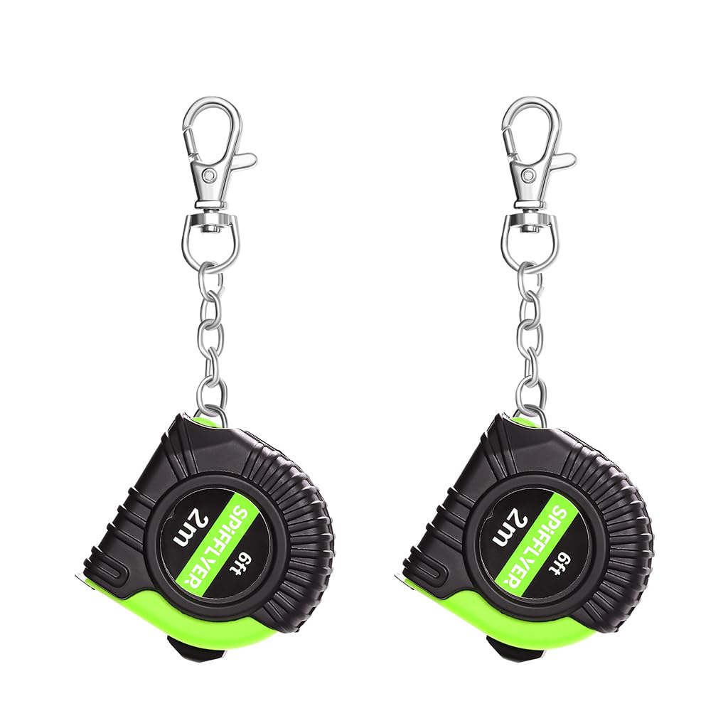 2 Pack Small Tape Measure 6ft/2M - Mini Measuring Tape with Swivel Snap Hook, Green & Black - Perfect for DIY Projects, Sewing, Crafting & Home Improvement