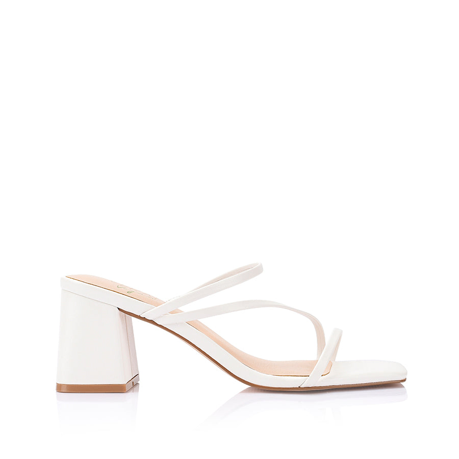 Stanford Block Heel Mules - Comfortable Women's Slip-On Shoes in Chalk White | Perfect for Office, Casual Outfits & Summer Wear
