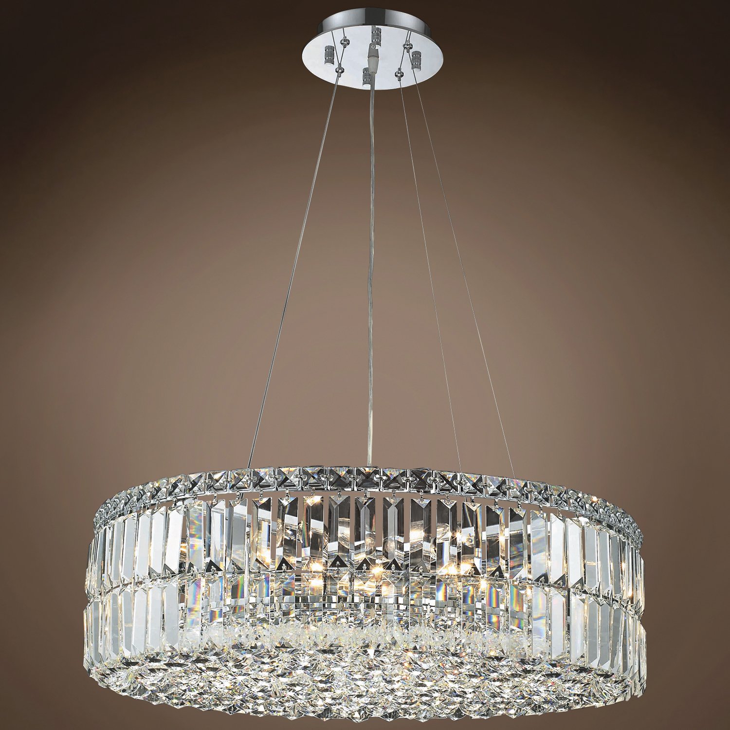 12-Light Chrome Chandelier with Swarovski Crystals - Elegant Dining Room Lighting