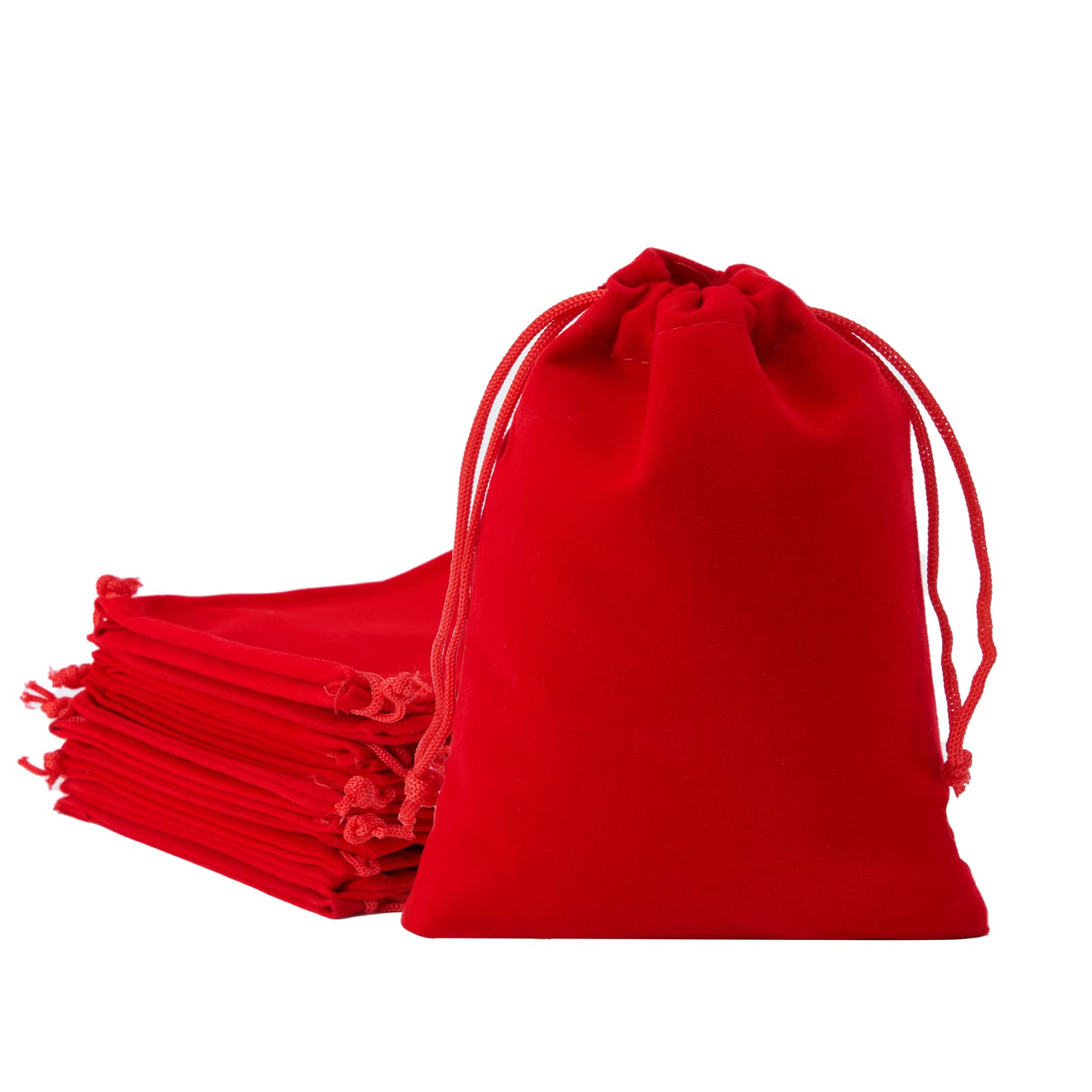 20Pcs 3x4 Inches Velvet Drawstring Gift Bags - Premium Red Velvet Pouches for Christmas, Wedding Favors, Party Gifts & Jewelry Storage | Perfect for Holiday Presents, Bridesmaid Gifts & Small Item Organization