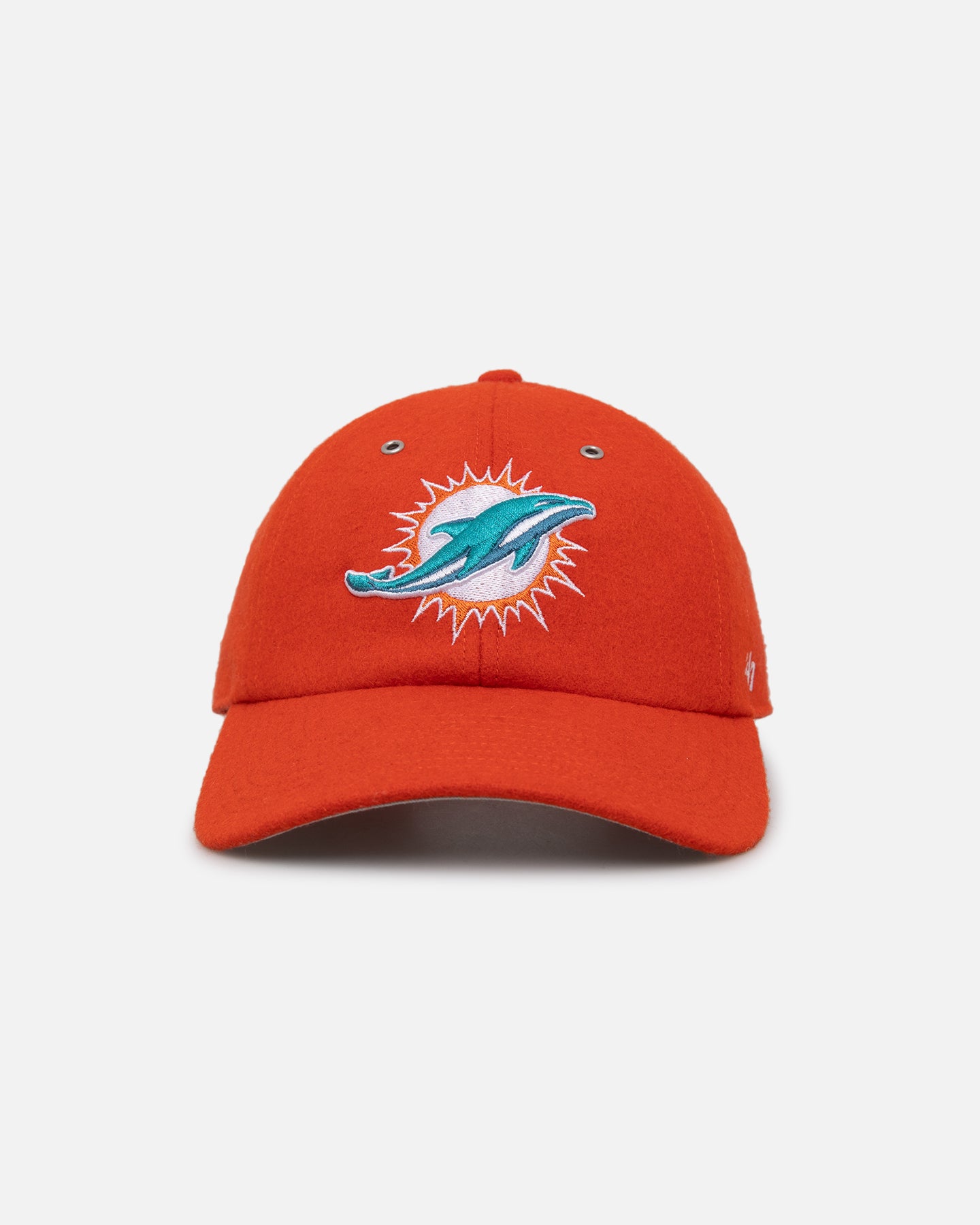 47 Brand Miami Dolphins Wooly Clean Up Strapback Hat - Adjustable Orange Snapback for NFL Fans - Perfect for Game Day, Tailgating & Sports Events