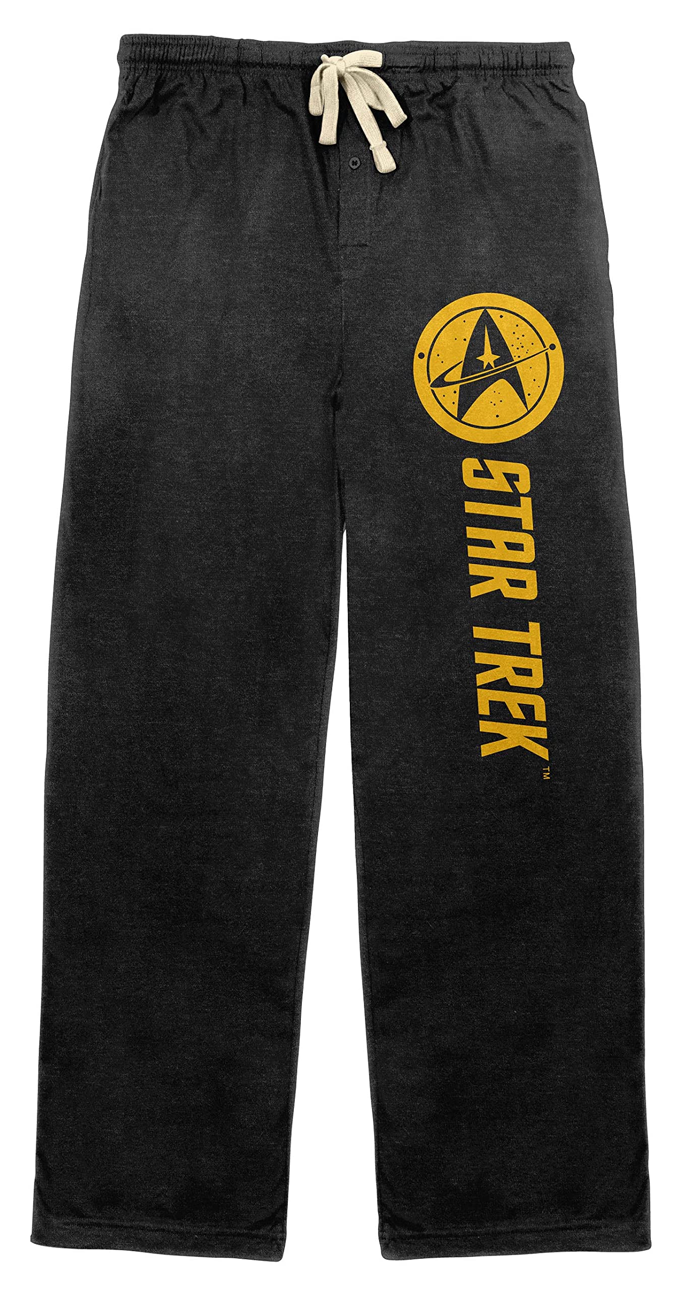 Bioworld Trekkie Men's Black Sleep Pajama Pants - Soft & Comfortable Lounge Pants for Relaxing at Home, Sleeping & Sci-Fi Fans