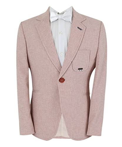 Boys' Slim Fit Twill Single Breasted Blazer - Smart Casual Formal Jacket Suit for School, Weddings & Special Occasions