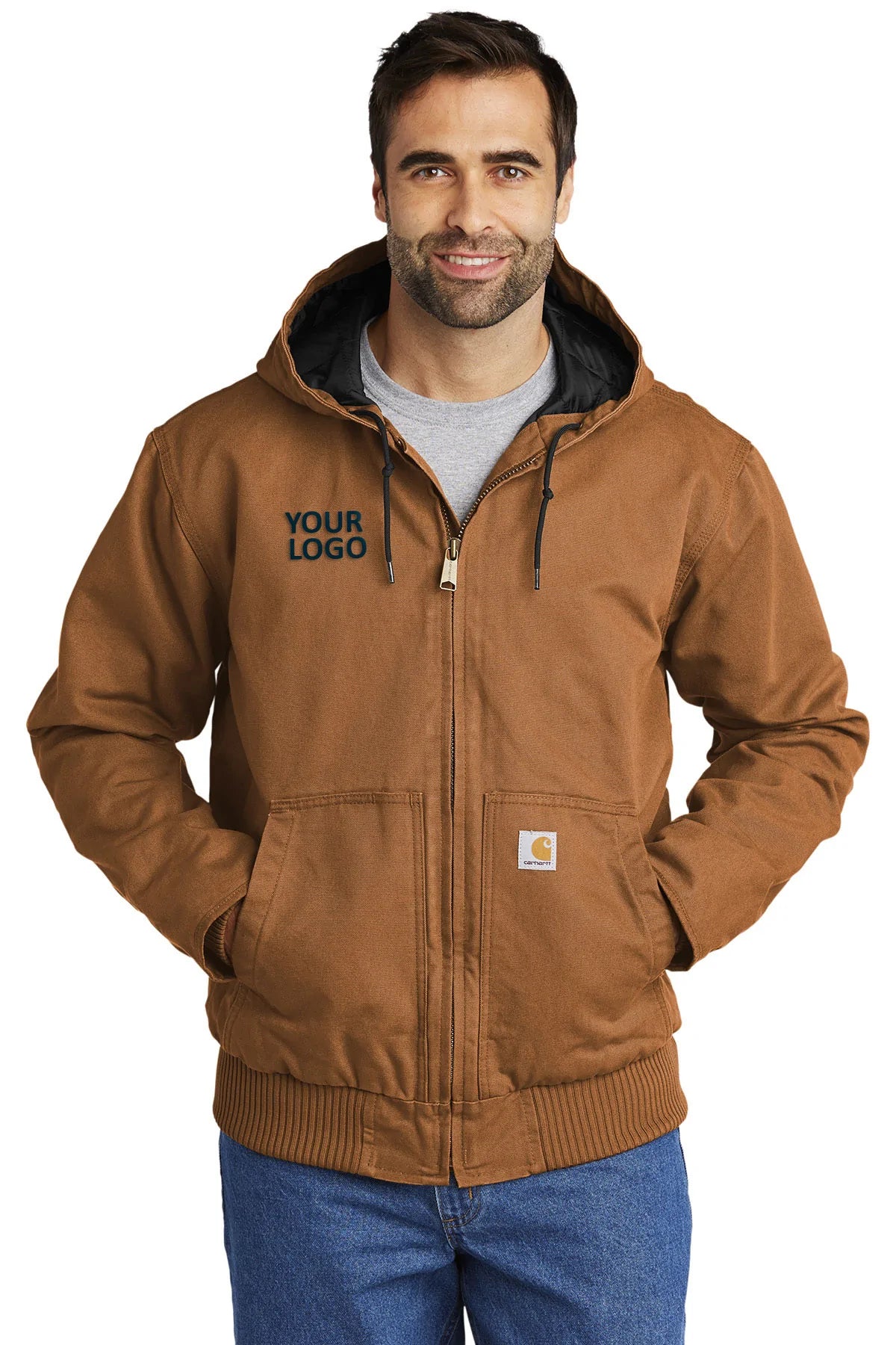 Carhartt Washed Duck Custom Jackets for Men - Durable Brown Workwear Jacket for Construction, Farming & Outdoor Activities