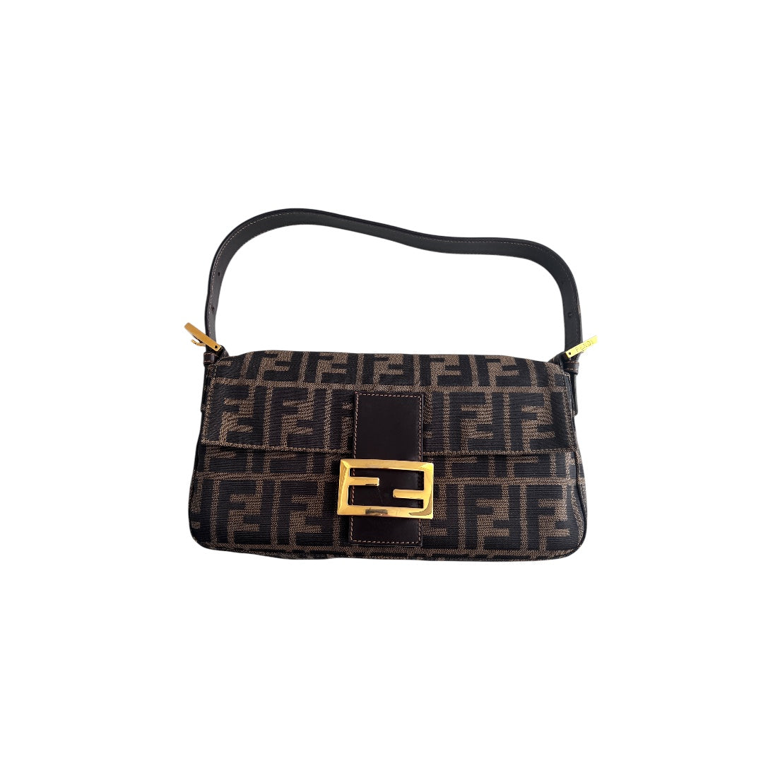 Vintage Fendi Zucca Baguette Bag with Gold Hardware - Luxury Designer Shoulder Bag for Women, Perfect for Parties, Date Nights & Special Occasions