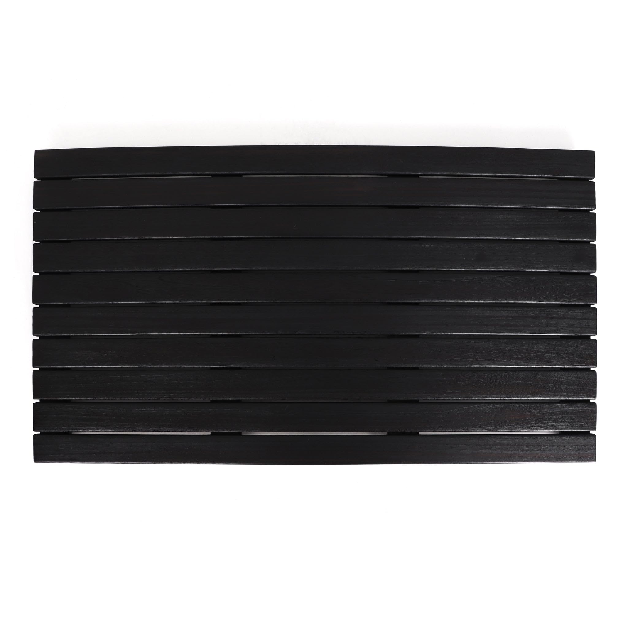 Premium Teak Wood Bath Mat for Shower & Bathtub - Non-Slip Waterproof Wooden Floor Mat - Modern Blackened Finish - Perfect for Bathroom, Spa, and Poolside Use