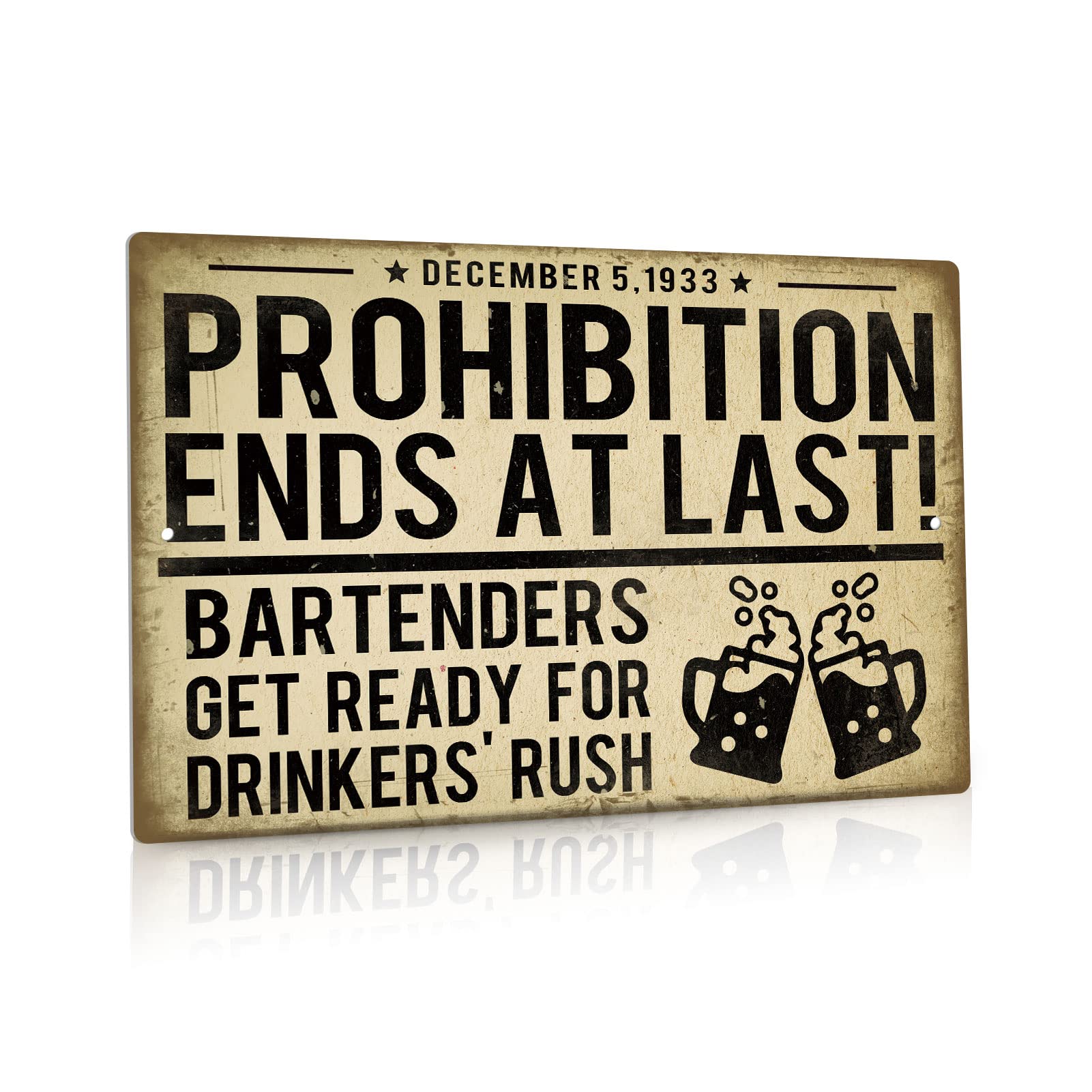 Funny Man Cave Wall Sign - Prohibition Ends Metal Art for Bar & Club Decor