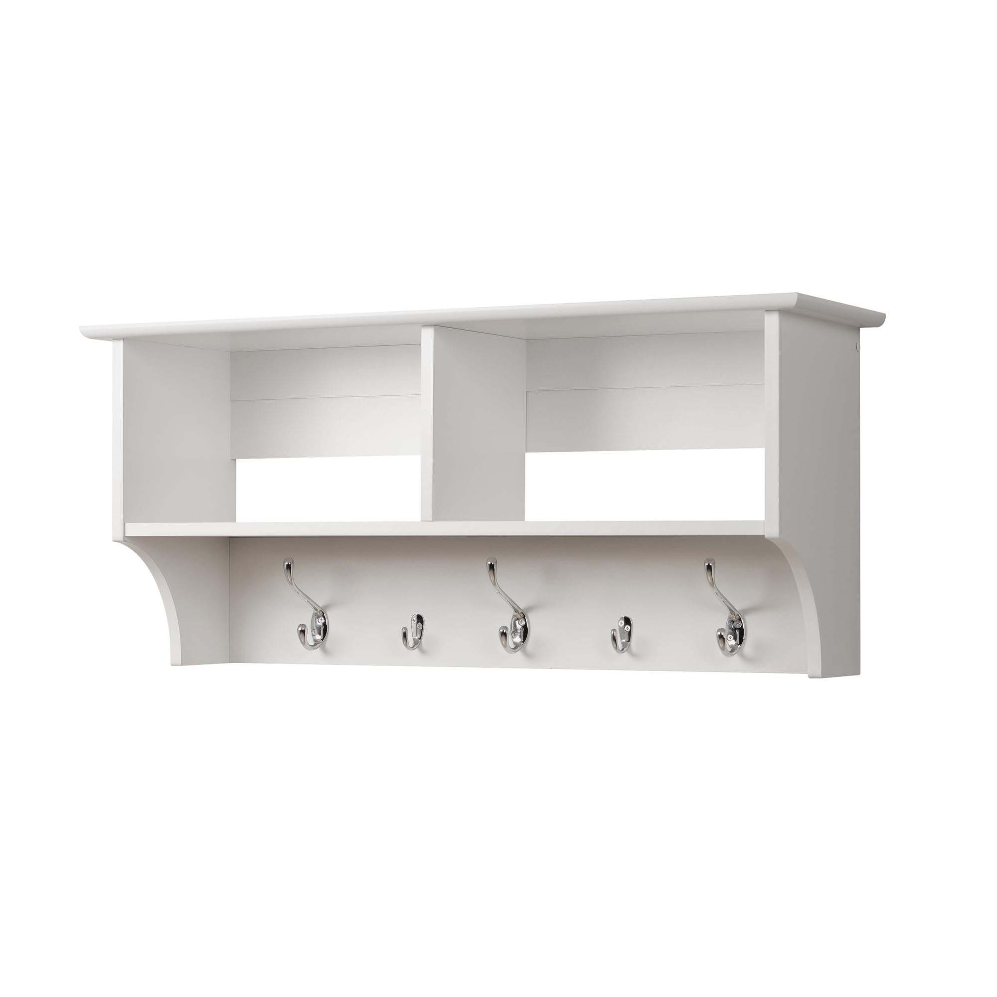 Modern Wall-Mounted Coat Rack with 2 Shelves - 36
