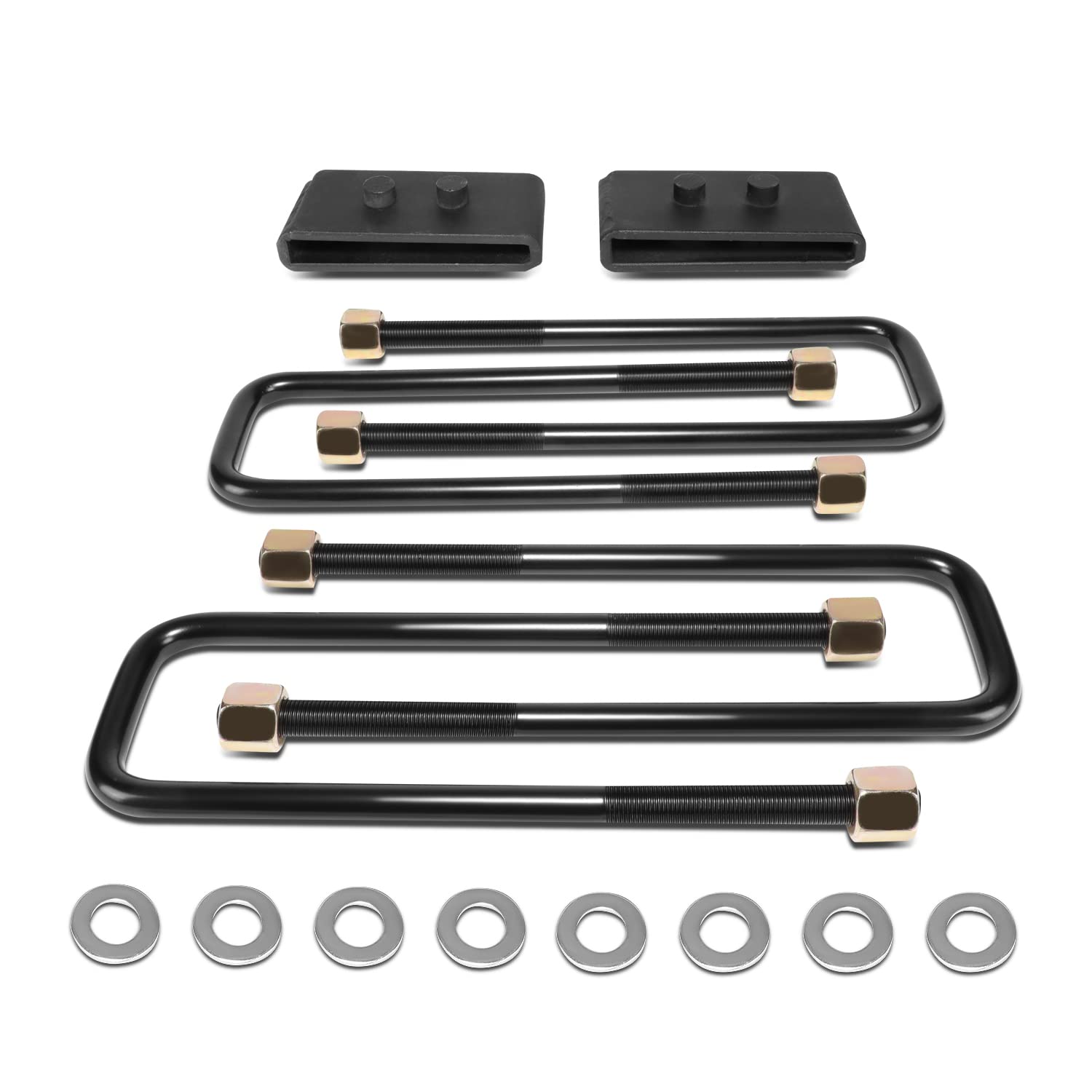 DNA MOTORING 1'' Rear Leveling Lift Block Kit w/ U-Bolts for 04-22 Ford F-150 RWD - Enhance Off-Road Performance & Towing Stability