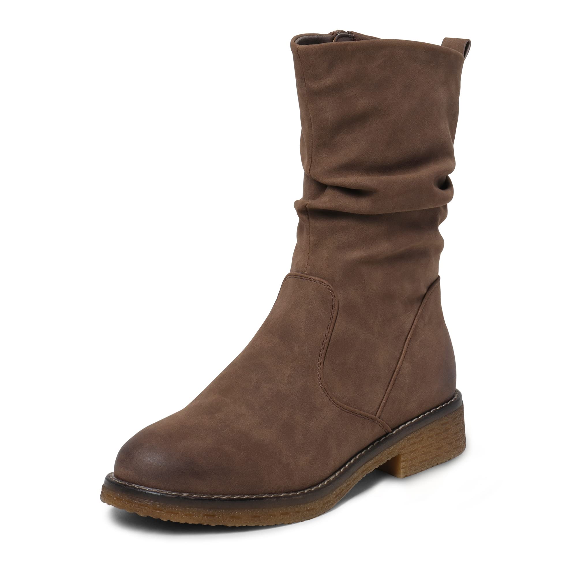 DREAM PAIRS Women's Mid Calf Combat Boots - Stylish Riding Boots for Winter, Warm & Comfortable - Perfect for Casual Outfits, Work & Outdoor Activities