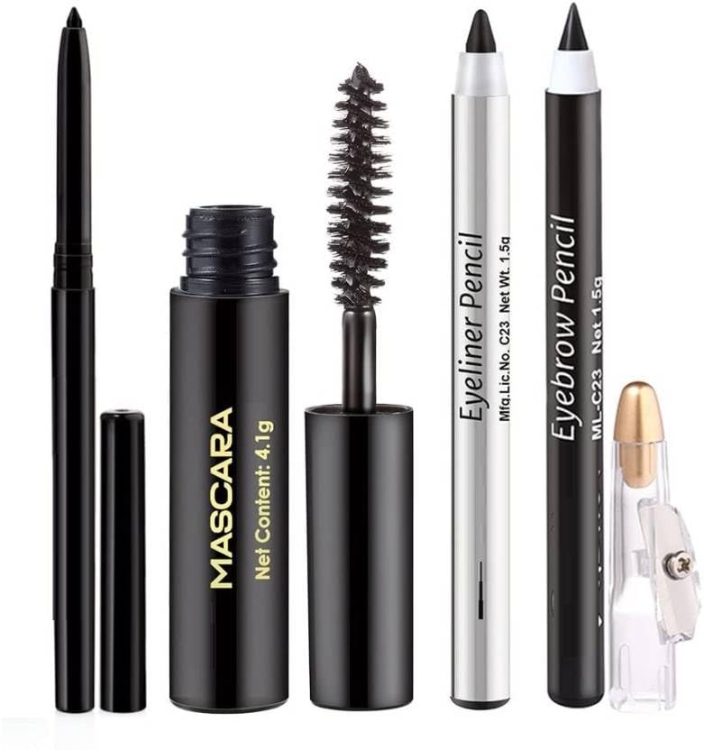 GELATO BEAUTY Complete Eye Makeup Set - Kreamy Kajal, Volumizing Mascara, Smooth Eyeliner Pencil & Natural Eyebrow Pencil (4-Piece Kit) | Perfect for Everyday Glam & Night Out Looks