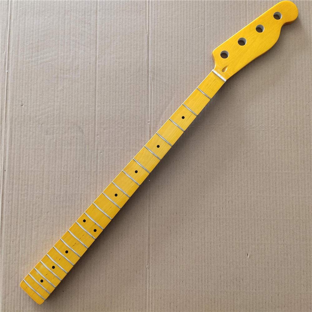 LYNLYN 4-String Bass Guitar Neck - 34 Inch Maple Fingerboard, 20 Frets, 38mm Nut, Yellow Gloss Finish - Replacement Part for TL Bass Guitars | Perfect for Guitar Repair, Upgrades & DIY Projects