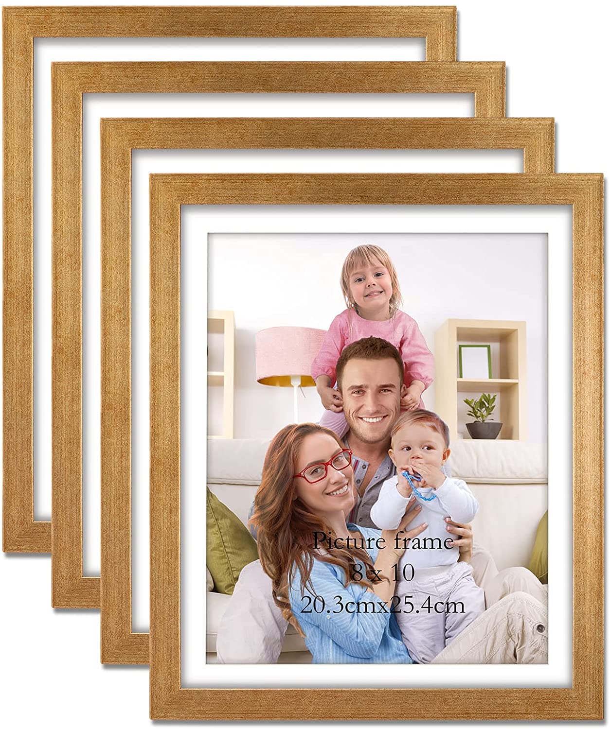 Giftgarden Gold 8x10 Picture Frame Set of 4 - Multi Size Photo Frames 10Pcs for Wall Decor, Tabletop Display, Home & Office Decorations