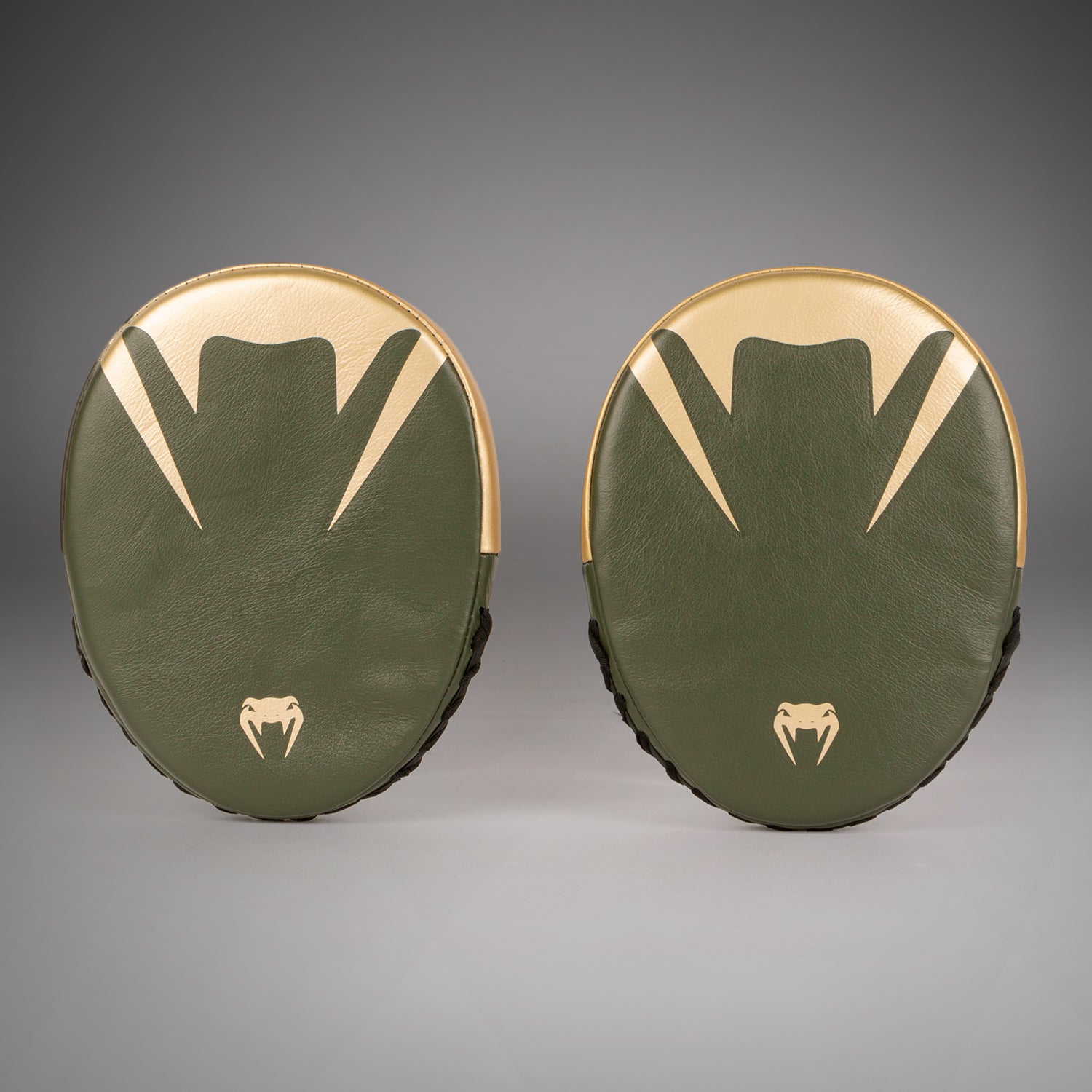 Venum Pro Boxing Flat Punch Mitts (Pair) - Khaki/Gold - Premium MMA & Kickboxing Training Gear for Fighters & Coaches