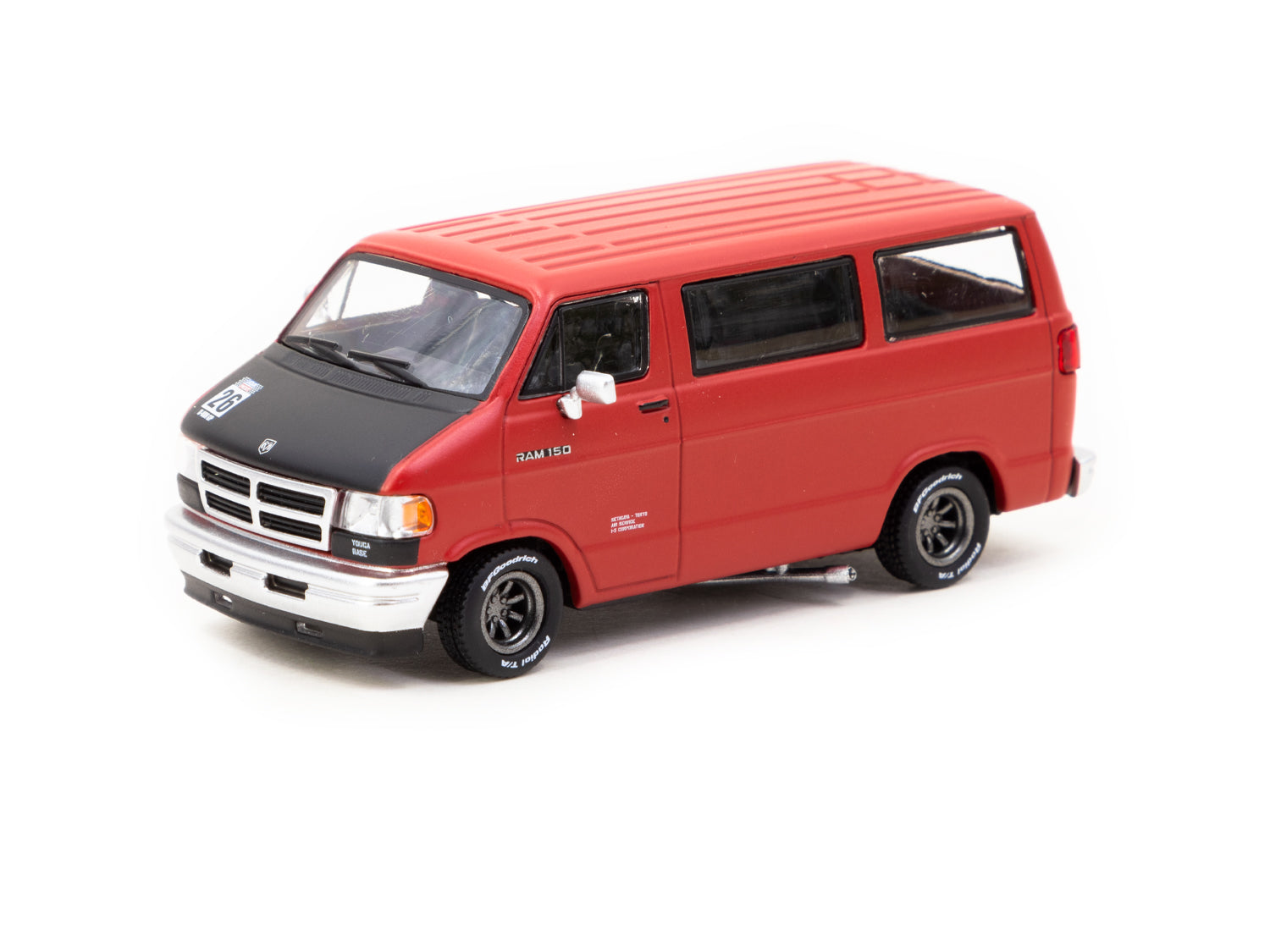 1/64 Scale Tarmac Works Dodge Van Diecast Model Car - Red GLOBAL64 - Perfect for Collectors, Display & Racing Scenes