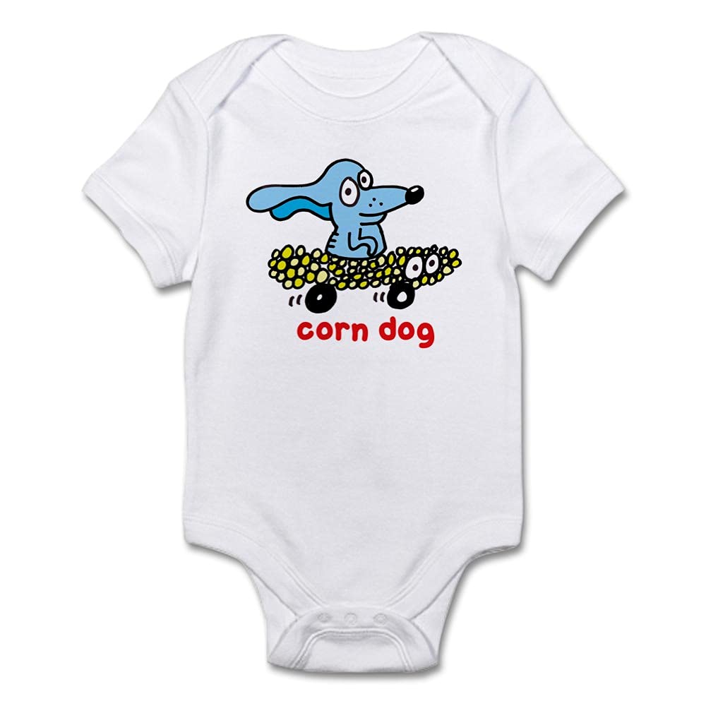Corn Dog on Wheels Infant Creeper Baby Bodysuit - Funny Baby Onesie for Boys & Girls | Perfect for Playdates, Family Photos & Birthday Parties