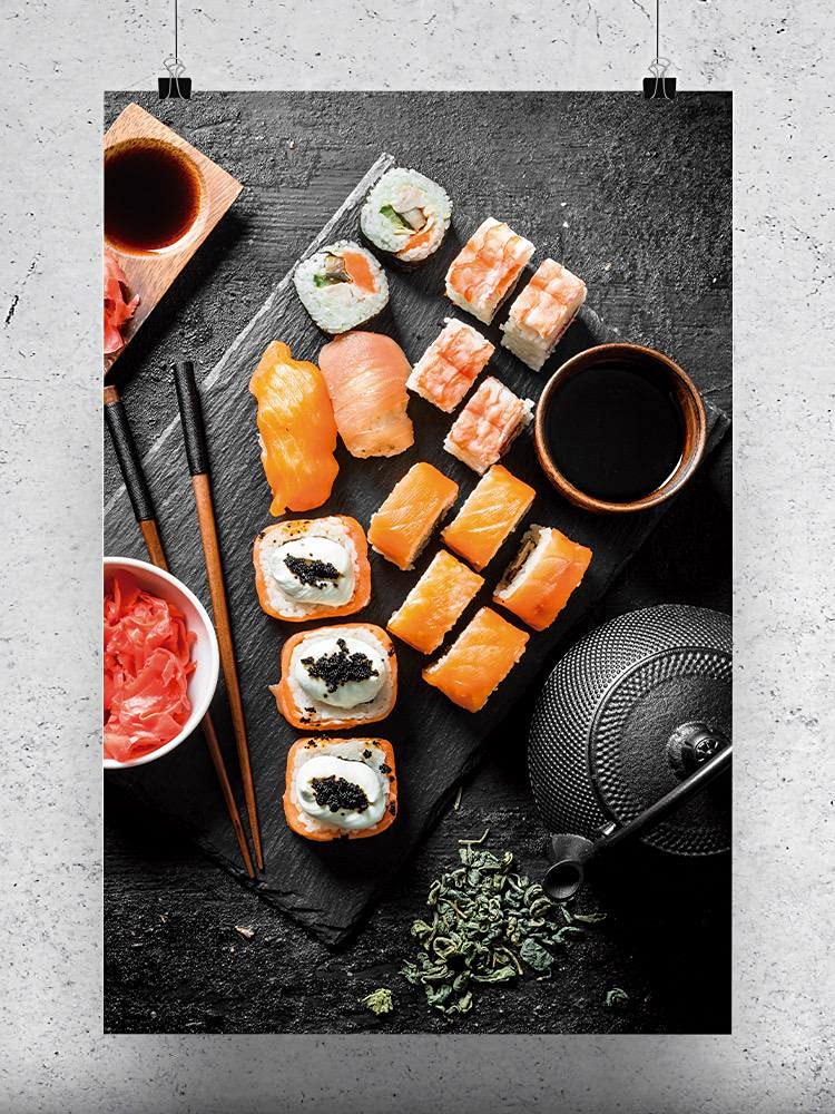 Authentic Japanese Sushi Rolls Art Poster - Premium Wall Decor for Home, Kitchen & Restaurant | Perfect for Sushi Lovers & Japanese Culture Enthusiasts