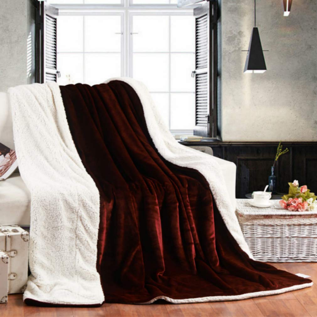 Soft Sherpa Throw Blanket - Cozy Faux Fur & Flannel Wool Blanket for Couch, Bed - Double Thick Warm Plush Blanket for Winter, Home Decor, Gifts