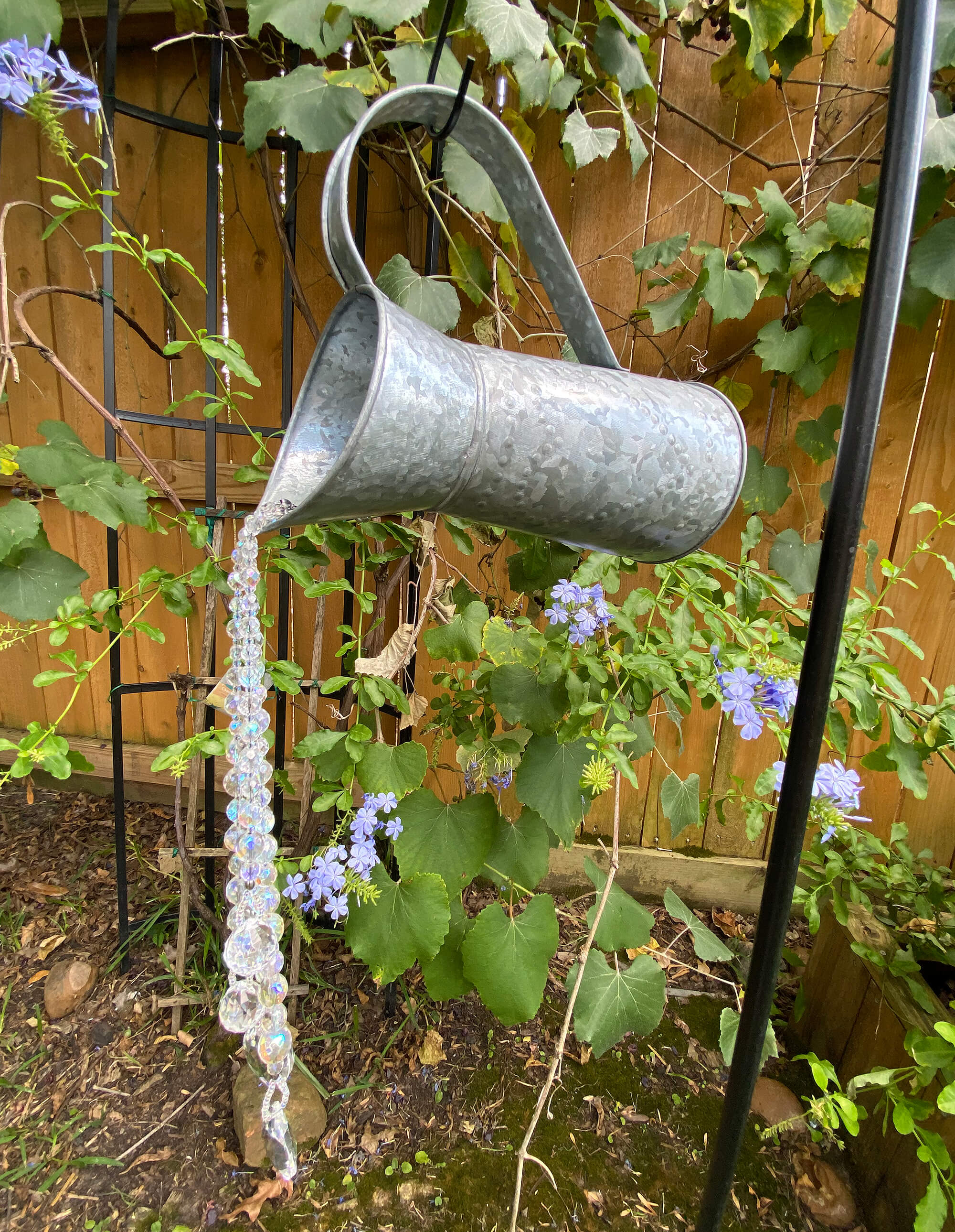 Handmade Crystal Pouring Garden Art - Decorative Water Pitcher & Bead Sculpture for Outdoor Decor | Perfect for Zen Gardens, Patios & Backyard Landscaping