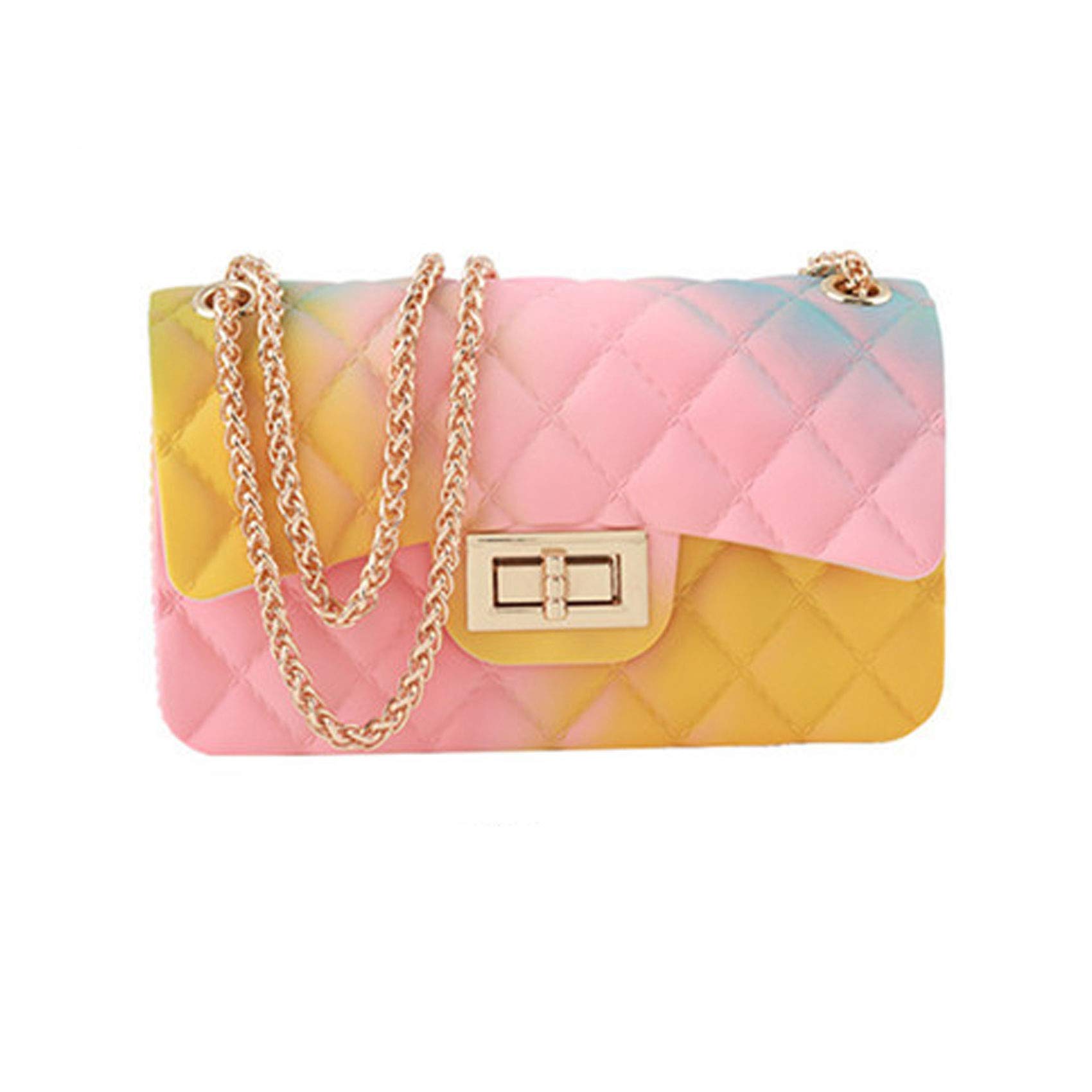 Stylish Nutteri Women's Rainbow Jelly Crossbody Shoulder Bag - Candy Color Quilted Purse for Casual Outings & Summer Fashion