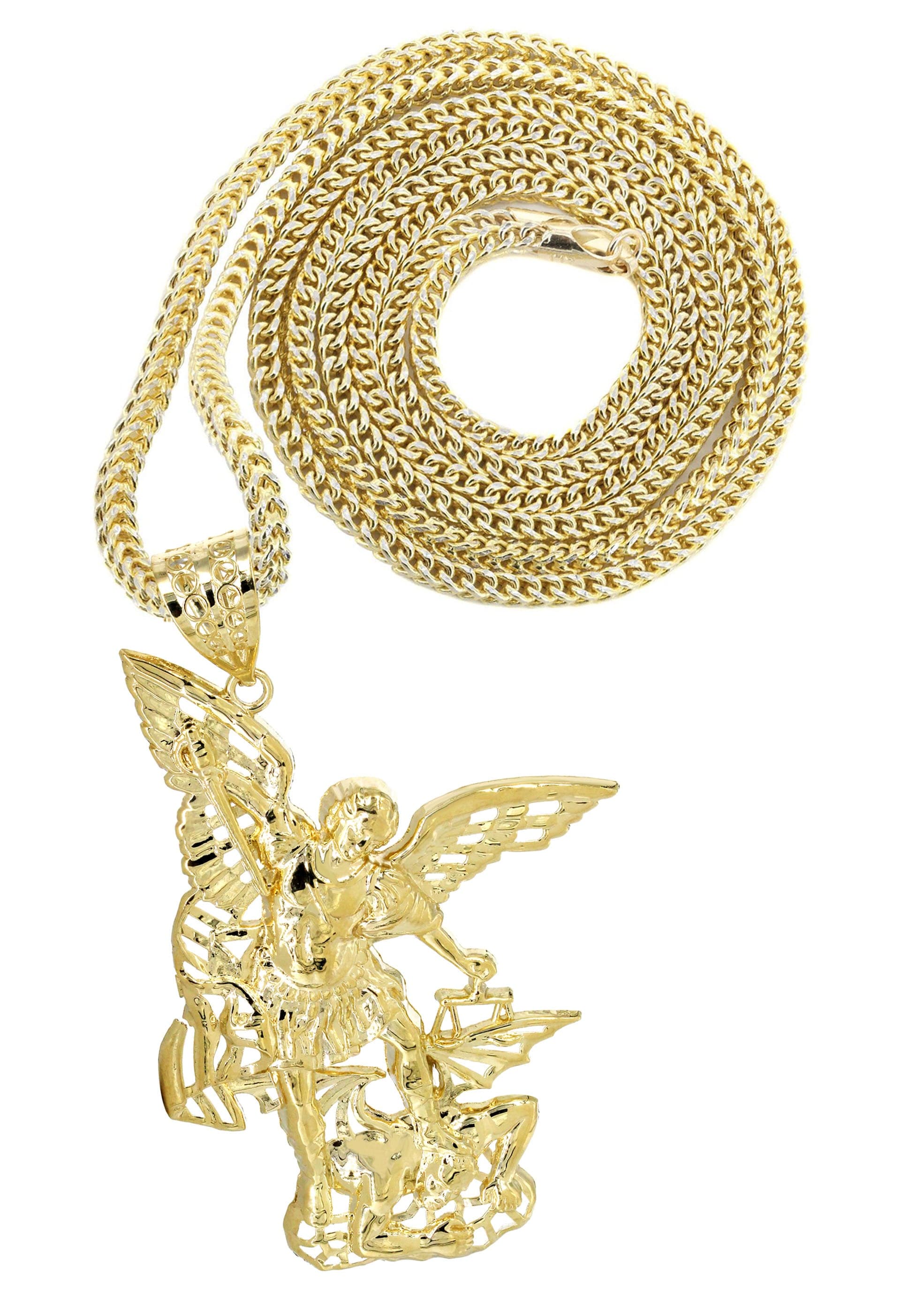 10K Yellow Gold Saint Michael Necklace for Men & Women - 21.3 Grams Religious Jewelry - Perfect for Daily Wear, Gifts & Spiritual Protection