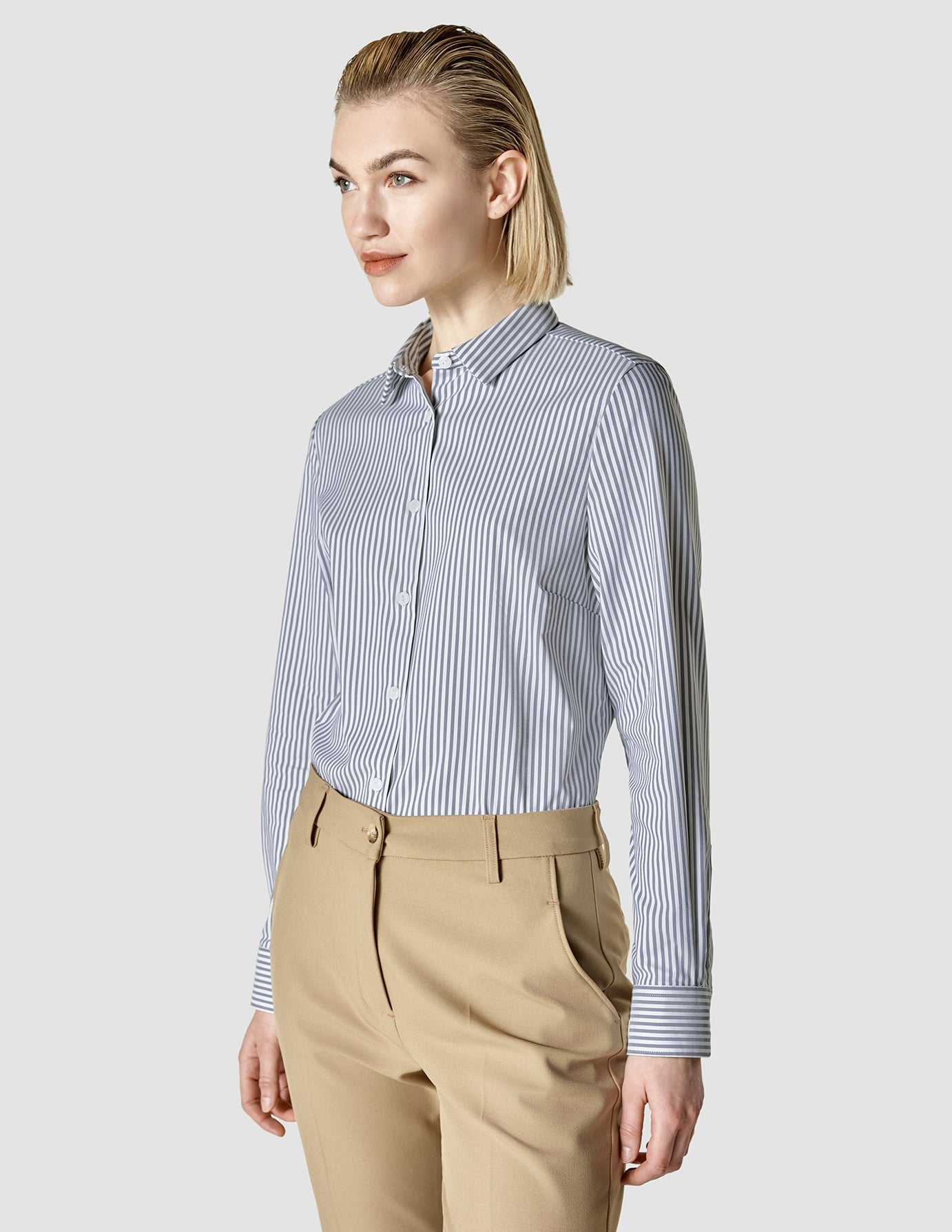 Slim Fit Business Shirt for Men - Navy Blue Striped Dress Shirt - Perfect for Office, Meetings & Formal Events