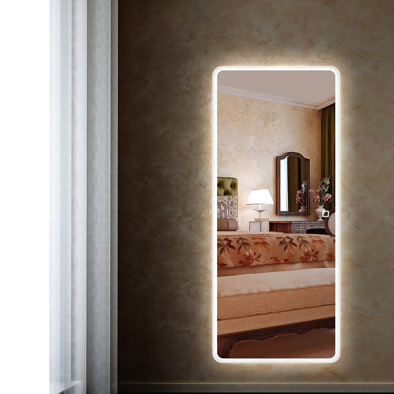 H&A LED Full Length Wall Mirror with Lights - Anti-Fog Bathroom Vanity Mirror, Touch Control Vertical/Horizontal Mounting for Bedroom & Dressing Room (Perfect for Makeup, Selfies & Home Decor)