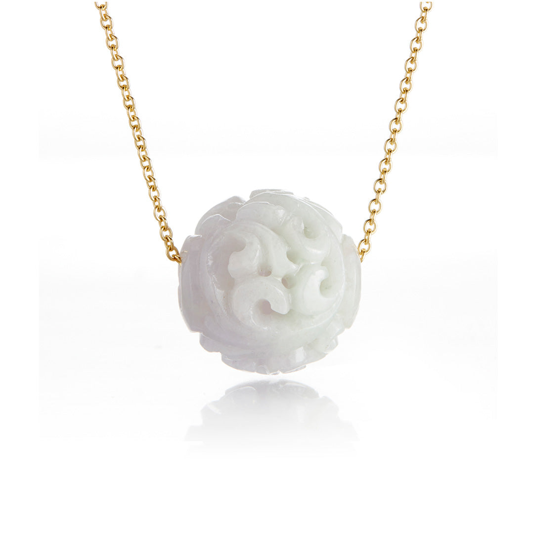 Natural Mottled Lavender Jade Dragon Ball Pendant Necklace - Healing Crystal Jewelry for Meditation, Spiritual Protection & Fashion Accessory