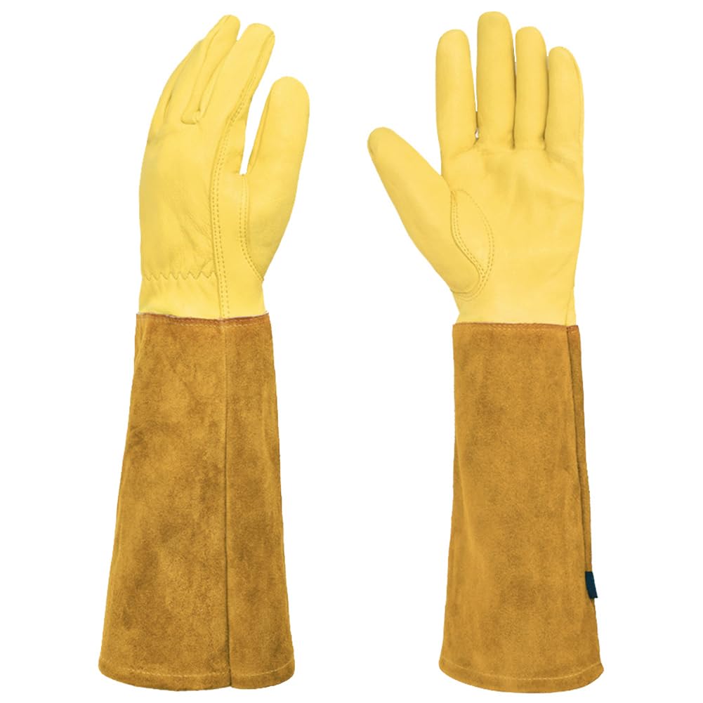 Durable Cowhide Leather Welding Gloves - Thorn Protection for Gardening & Pruning
