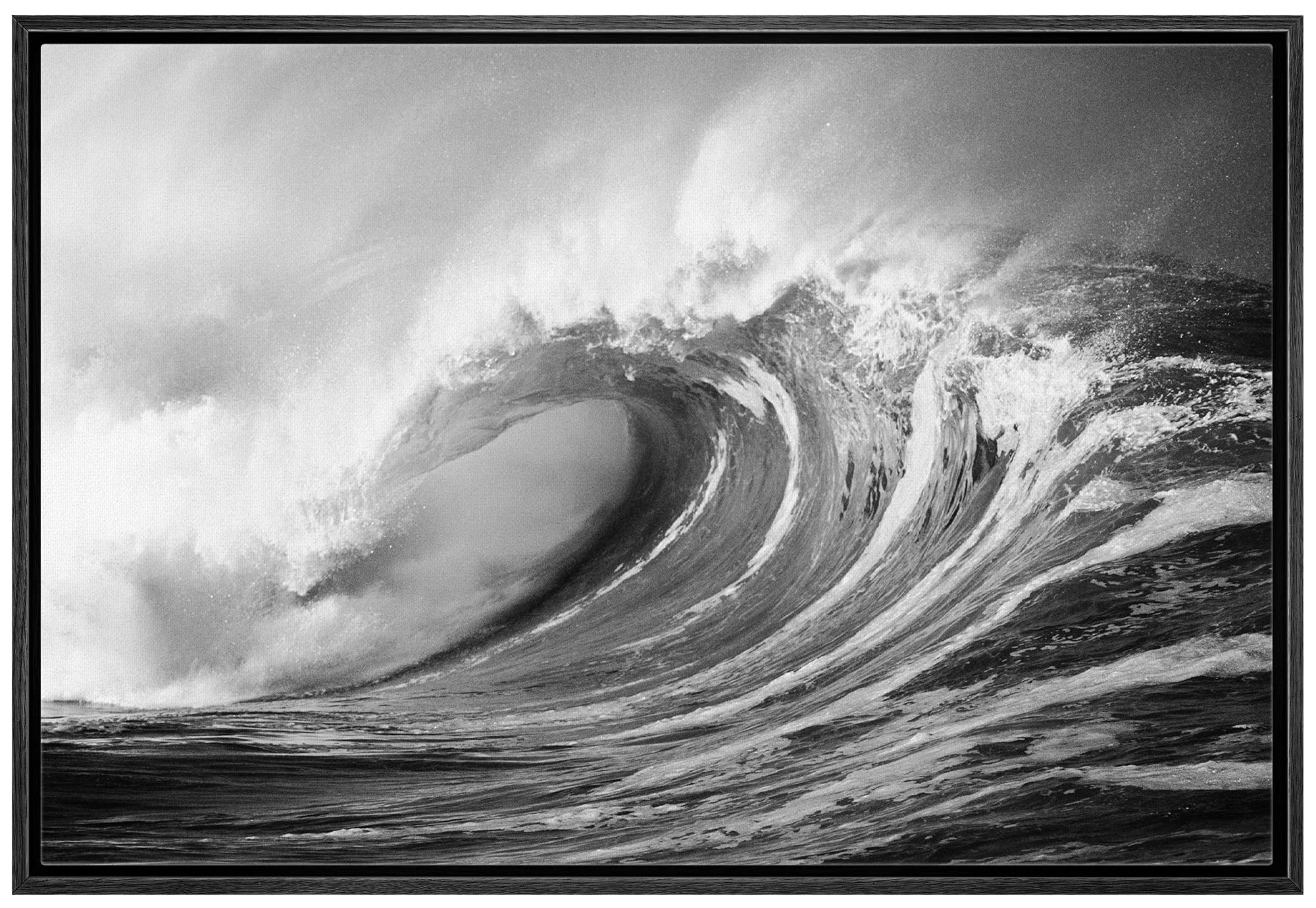 Wall26 Framed Canvas Wall Art - Rising Waves II Modern Ocean Print for Living Room & Bedroom Decor - Ready to Hang 24x36 Inches - Perfect for Coastal, Beach House or Contemporary Home Decoration