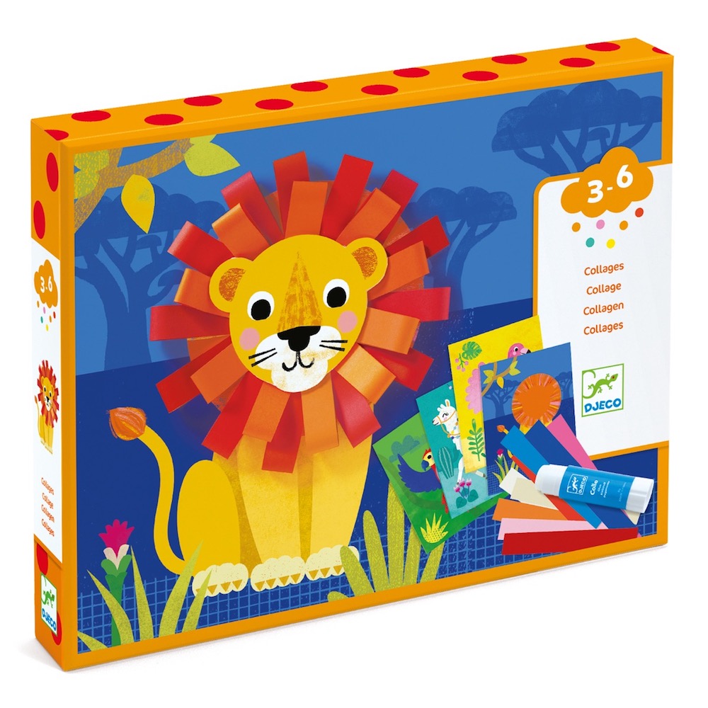 Buy Djeco Collages Animals With Small Loops - Creative Animal Art Kits for Kids | Perfect for Classroom Activities & Home Crafts