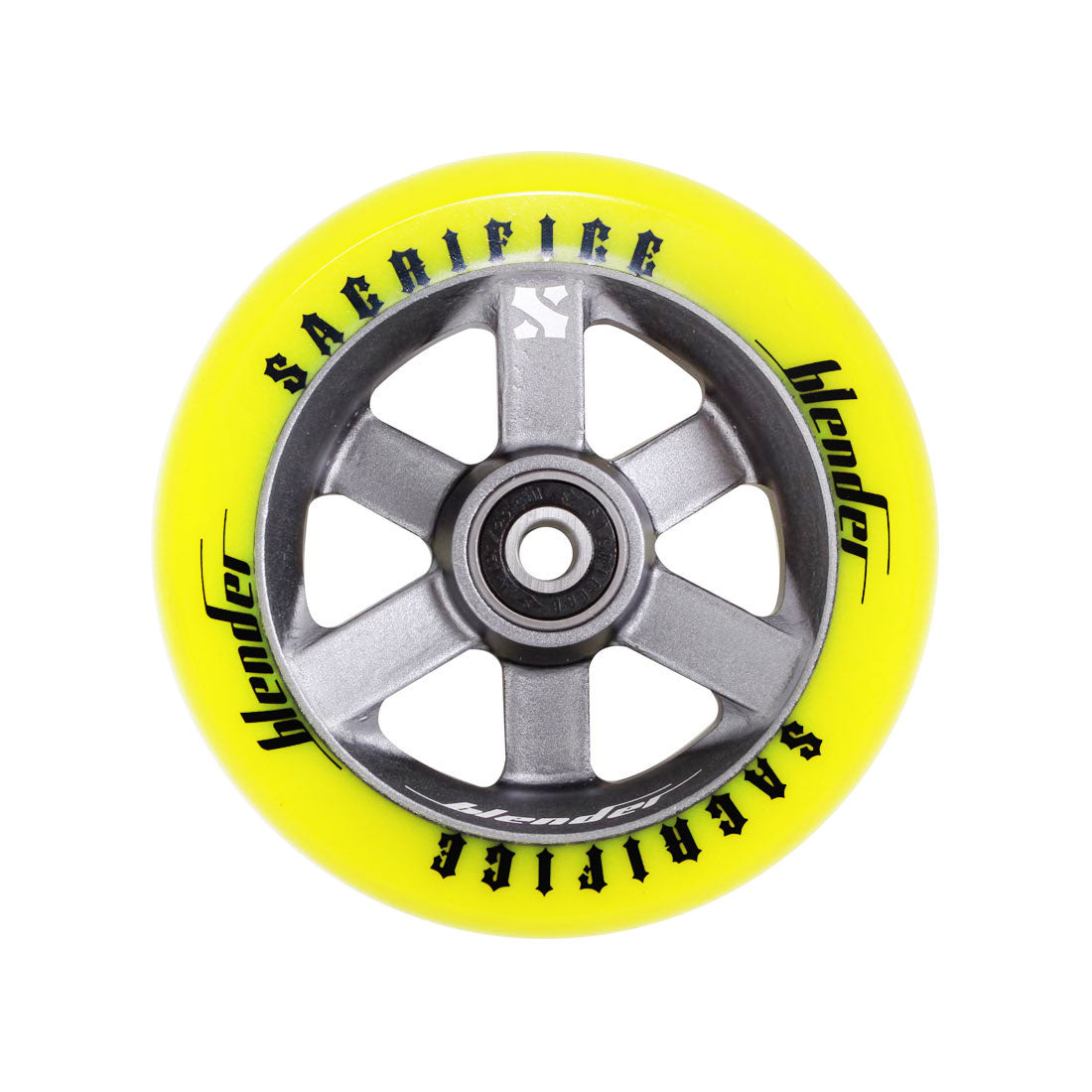 Sacrifice Blenders 110mm Aggressive Inline Skate Wheels - Lime/Titanium - Perfect for Park Skating and Street Tricks