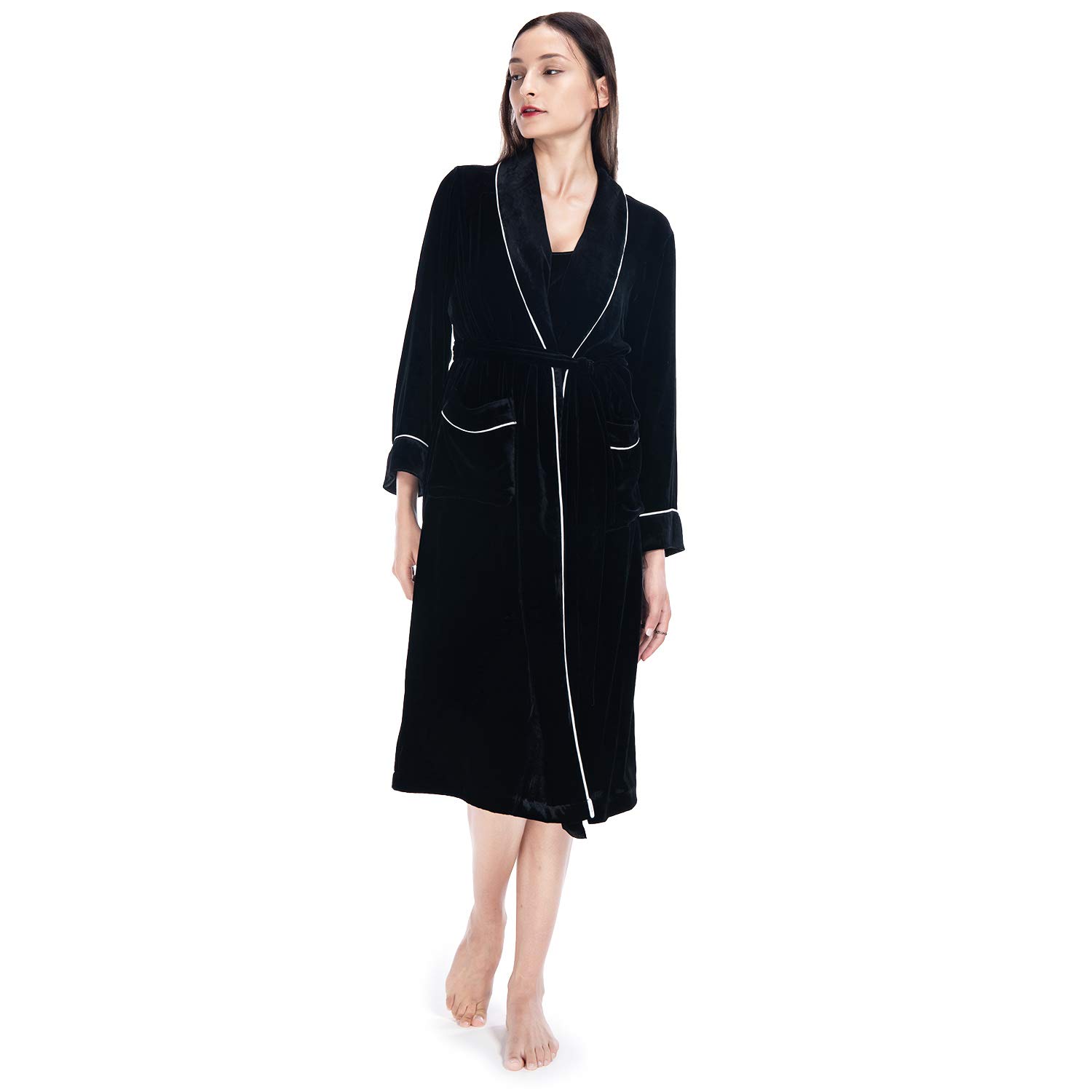 Luxury Women's Velvet Silk Robe - Soft Bathrobe & Nightgown for Spa, Bridal Shower & Relaxing at Home - Elegant Gift for Her