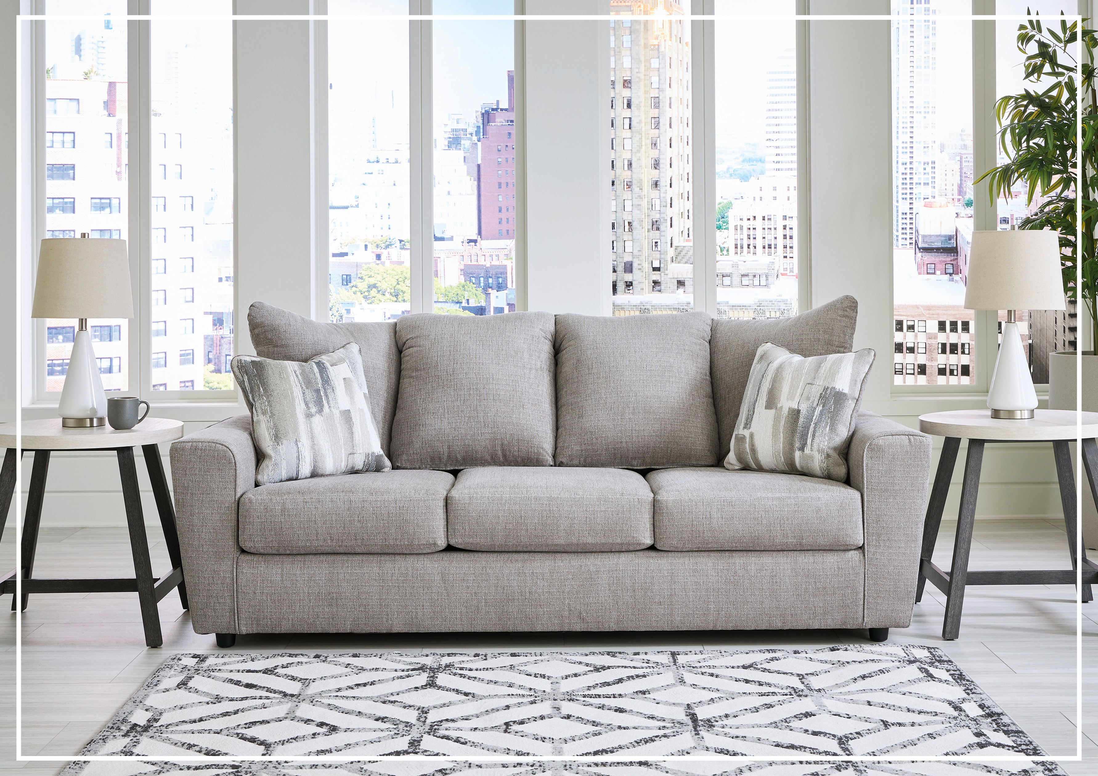 Gio Italia Silvano 3-Seater Fabric Sofa in Gray | Modern Living Room Furniture for Small Spaces & Apartments | Comfortable Couch for Relaxing & Entertaining