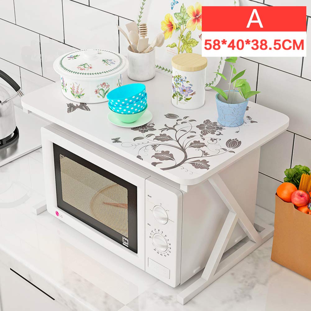 ZXCC 2-Tier White Metal Kitchen Storage Shelf - Microwave Oven Stand, Baker's Rack, Spice Cabinet with Thickened Frame & Composite Board | Perfect for Small Kitchen Organization, Countertop Storage & Pantry Shelving