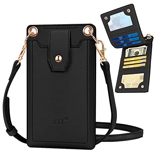 FYY Women's Leather Crossbody Phone Purse with Card Slots & Zipper - Perfect for Travel & Shopping